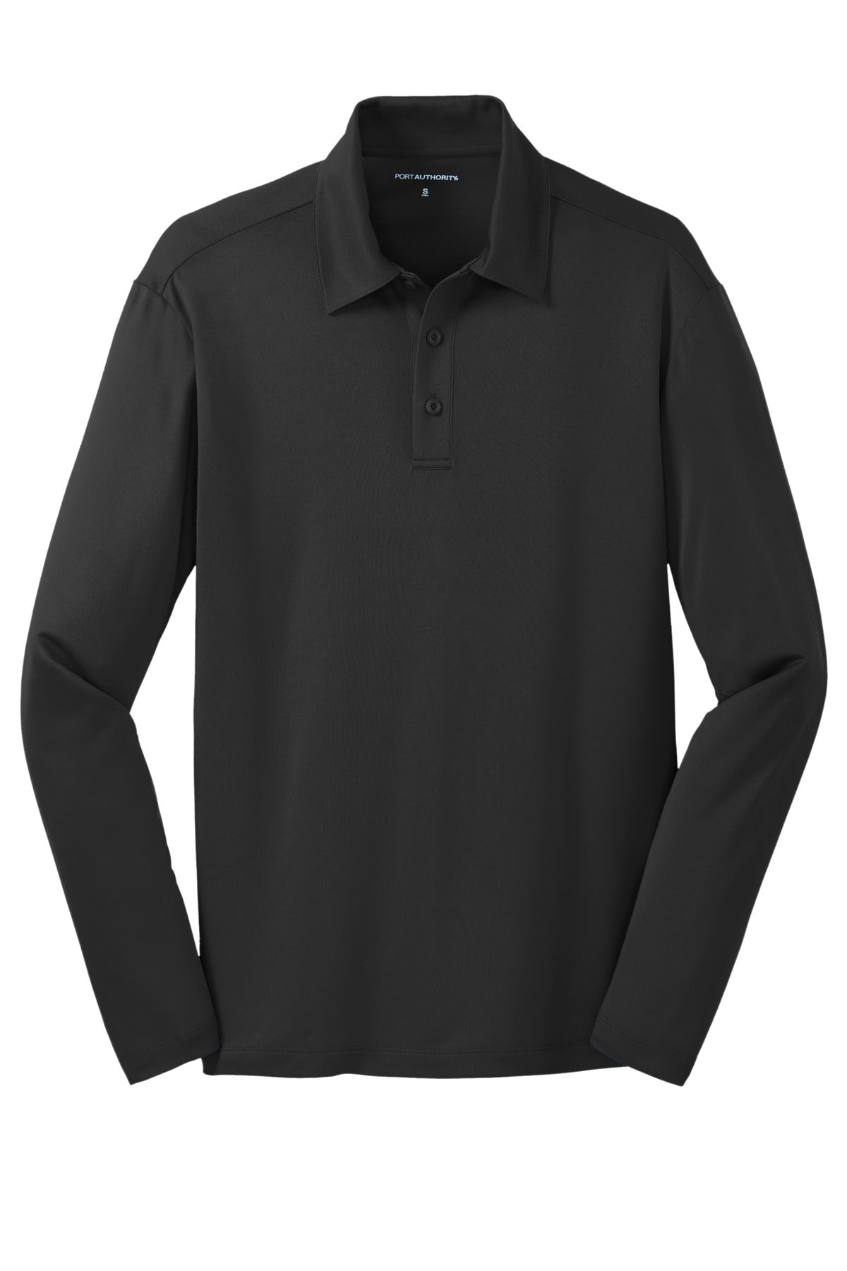 Port Authority Silk Touch Performance Long Sleeve Polo - Black