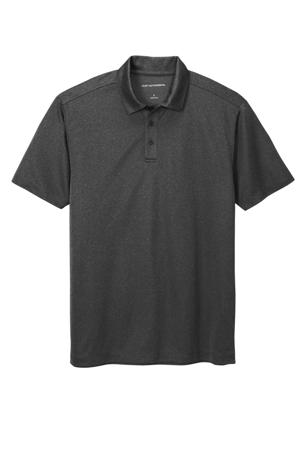 Port Authority  Heathered Silk Touch  Performance Polo - Black Heather