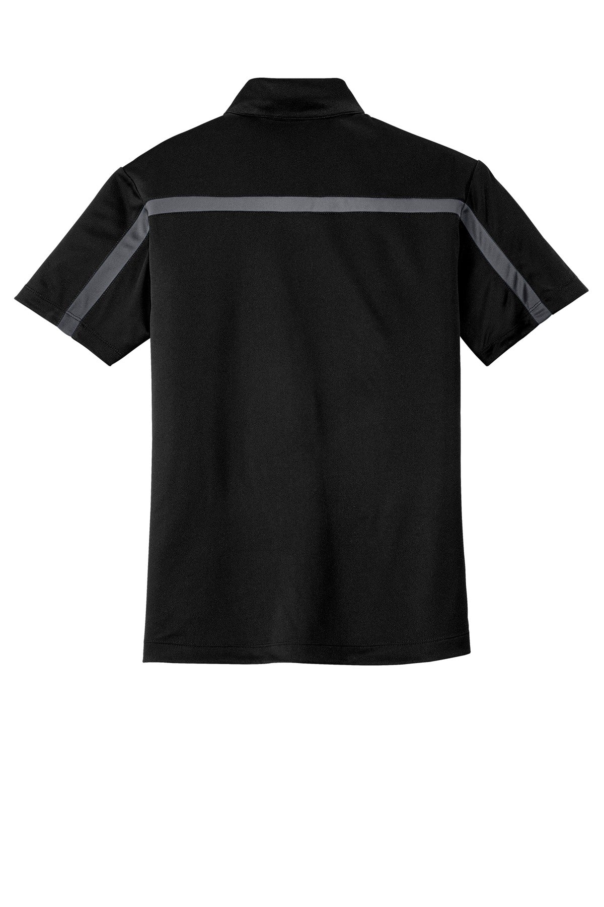 Port Authority Silk Touch Performance Colorblock Stripe Polo - Black/ Steel Grey