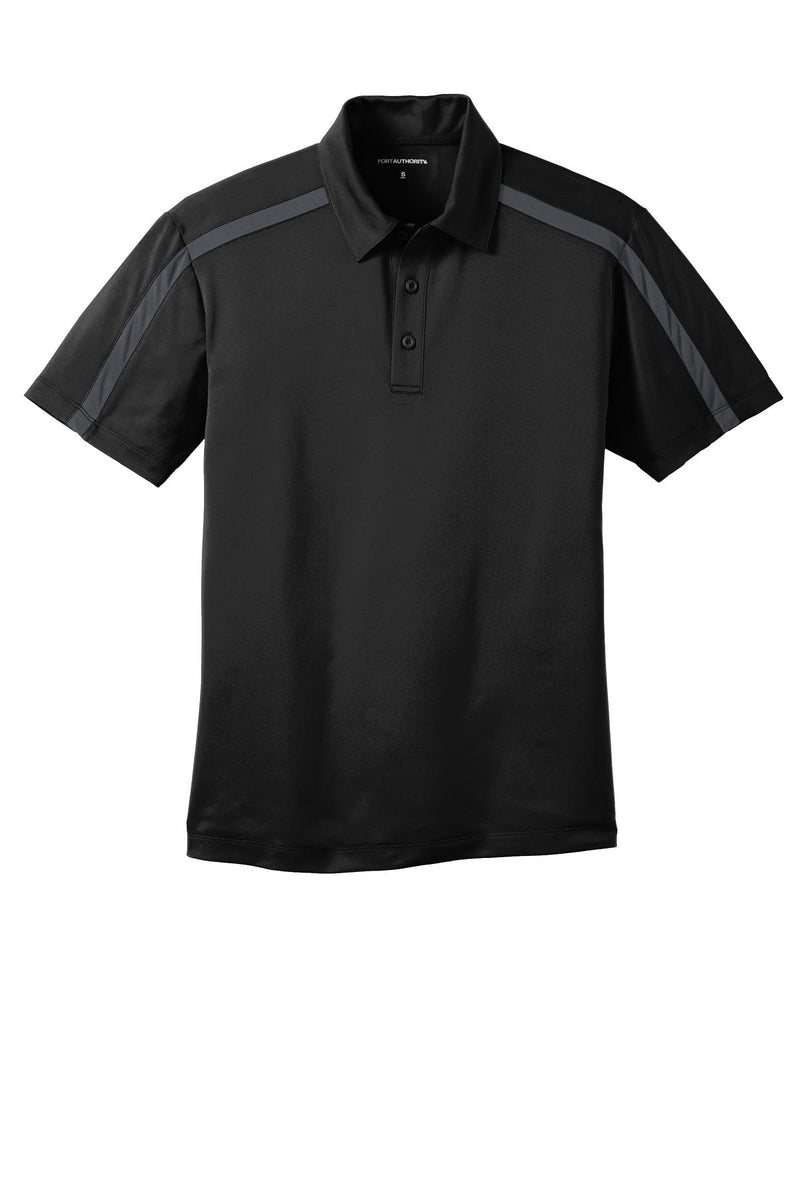 Port Authority Silk Touch Performance Colorblock Stripe Polo - Black/ Steel Grey