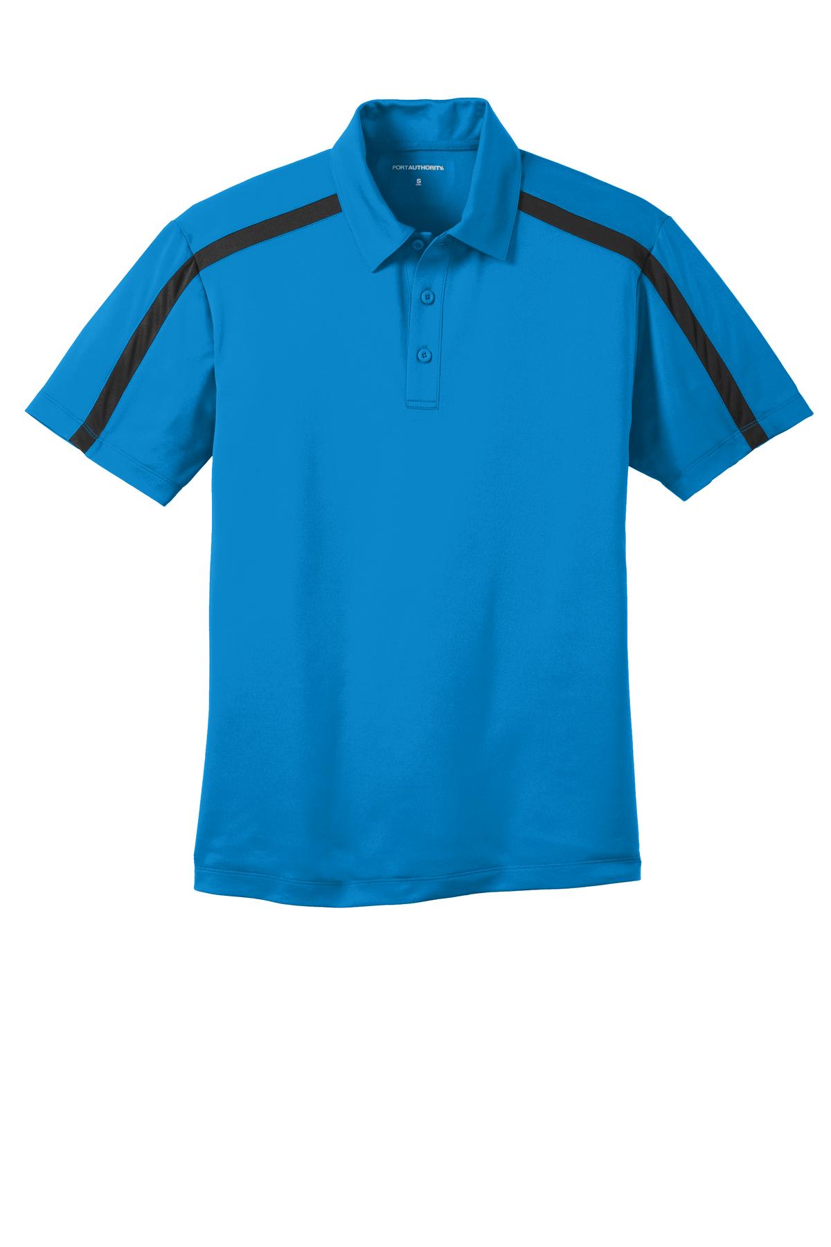 Port Authority Silk Touch Performance Colorblock Stripe Polo - Brilliant Blue/ Black