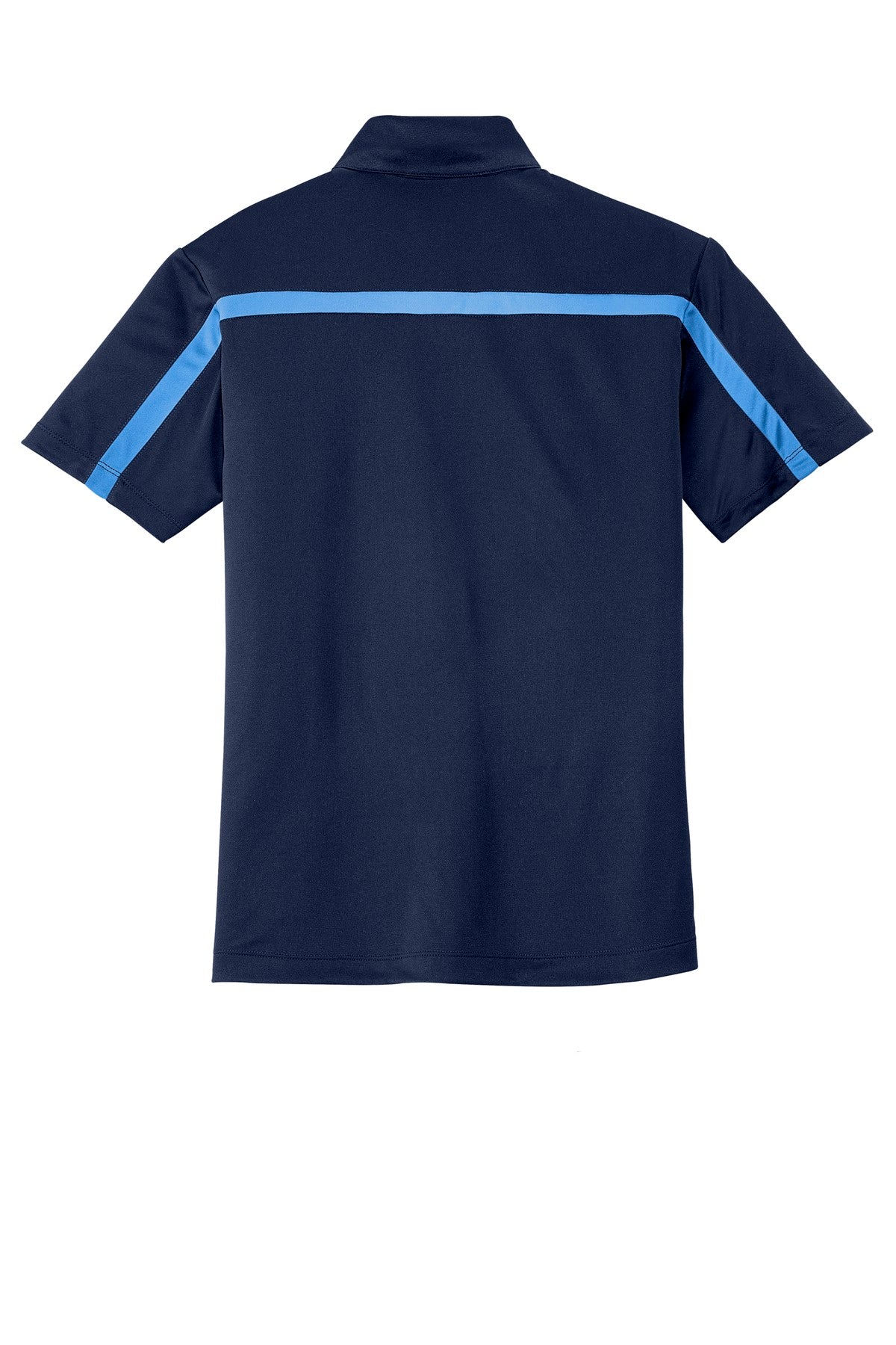 Port Authority Silk Touch Performance Colorblock Stripe Polo - Navy/ Carolina Blue