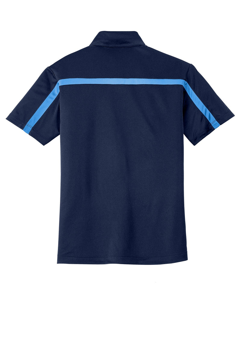 Port Authority Silk Touch Performance Colorblock Stripe Polo - Navy/ Carolina Blue