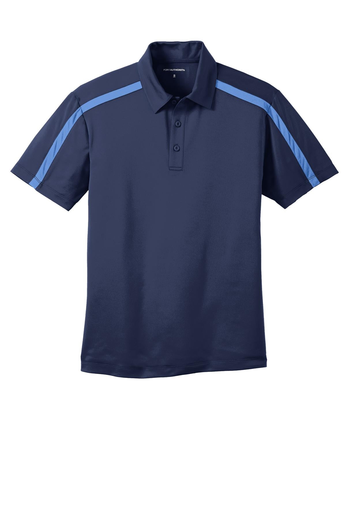 Port Authority Silk Touch Performance Colorblock Stripe Polo - Navy/ Carolina Blue