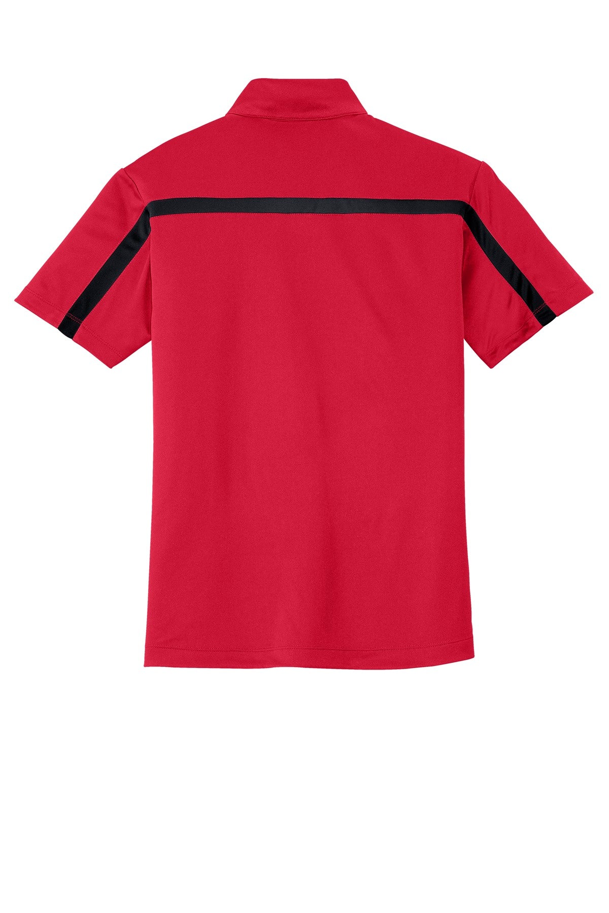 Port Authority Silk Touch Performance Colorblock Stripe Polo - Red/ Black