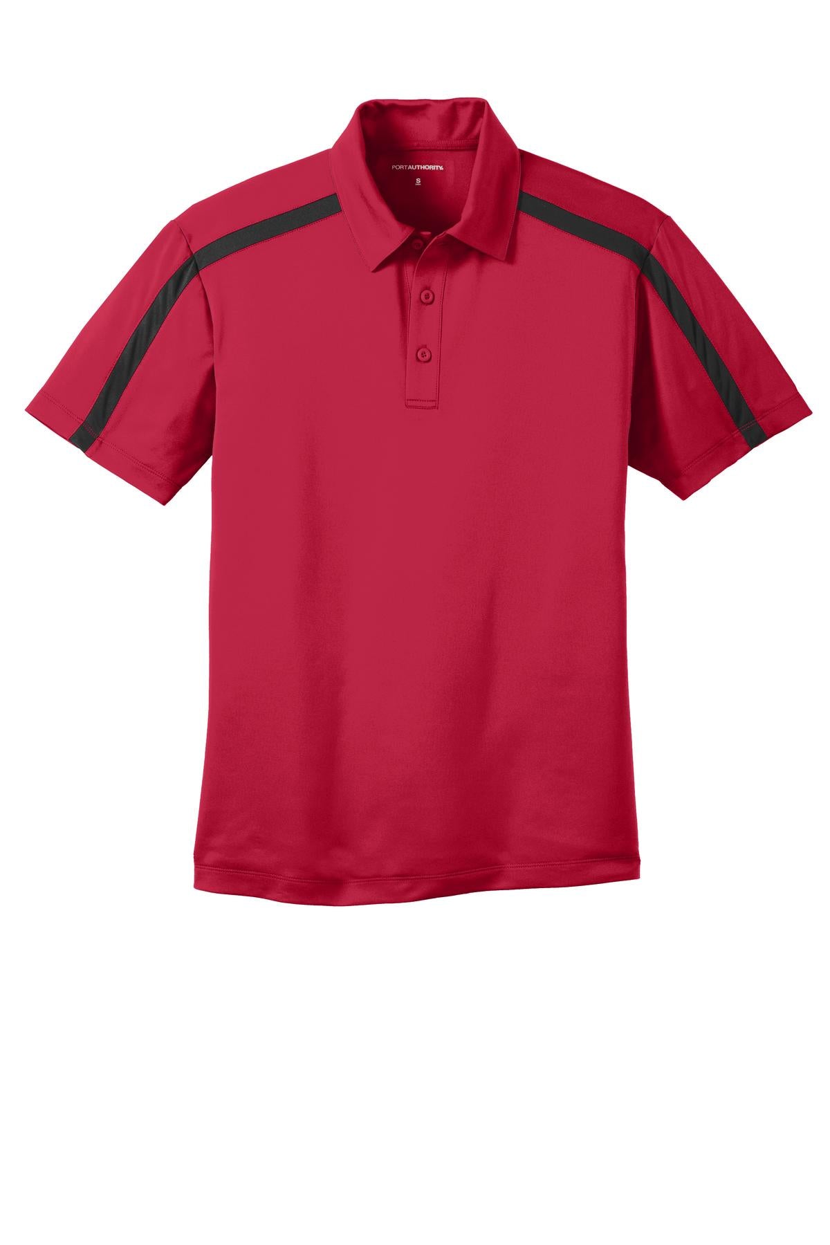 Port Authority Silk Touch Performance Colorblock Stripe Polo - Red/ Black