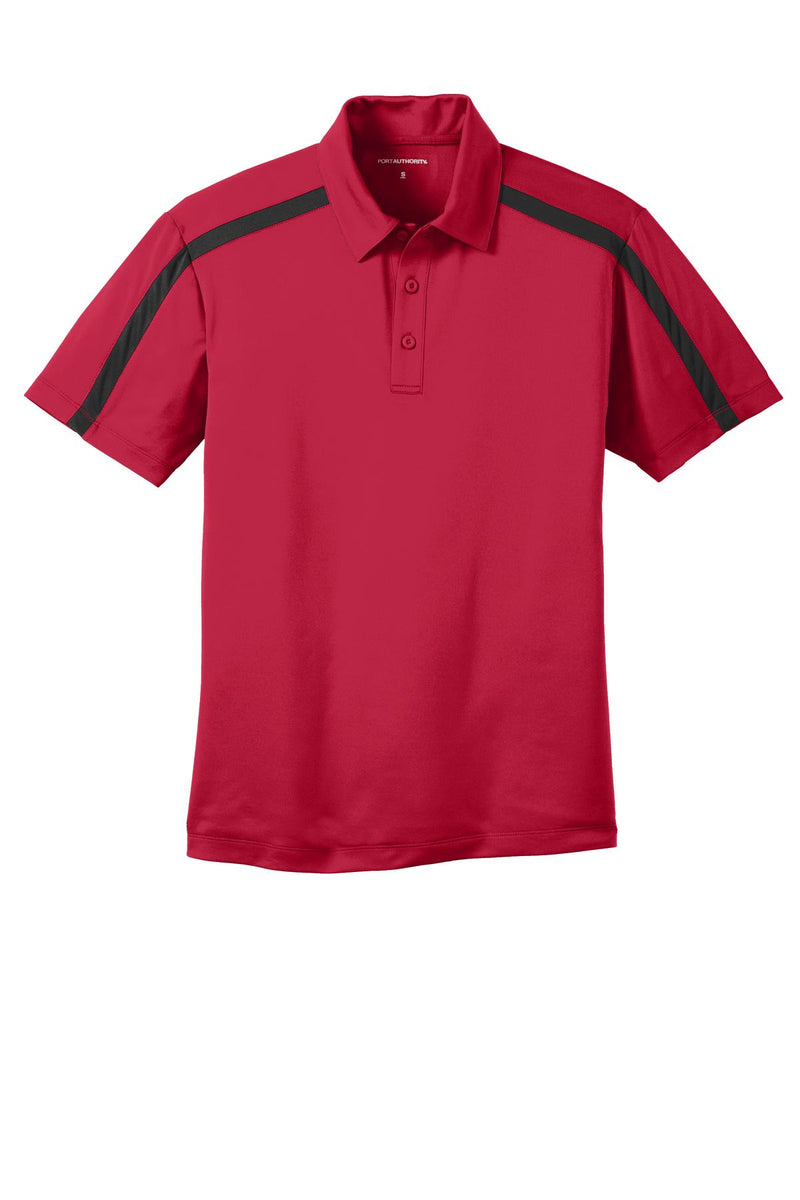 Port Authority Silk Touch Performance Colorblock Stripe Polo - Red/ Black