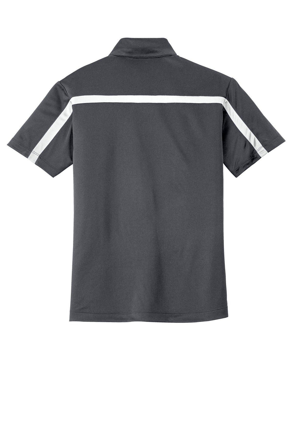 Port Authority Silk Touch Performance Colorblock Stripe Polo - Steel Grey/ White