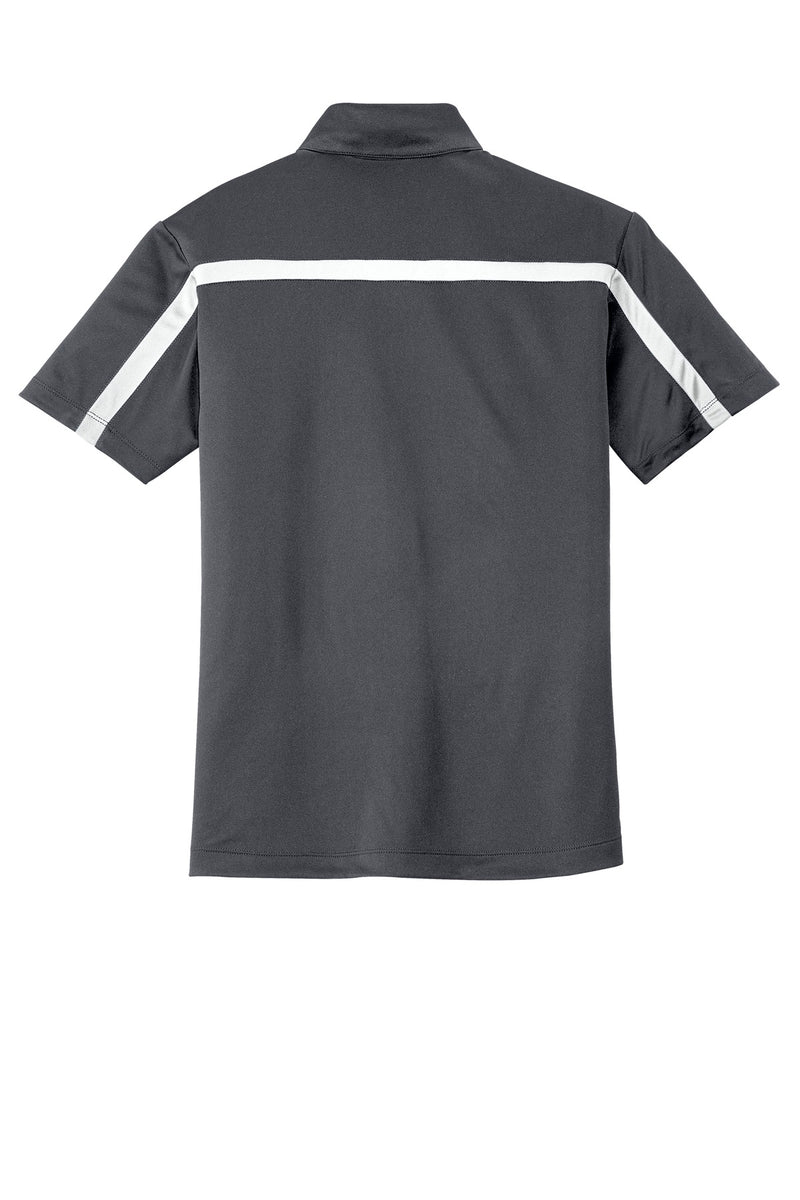 Port Authority Silk Touch Performance Colorblock Stripe Polo - Steel Grey/ White
