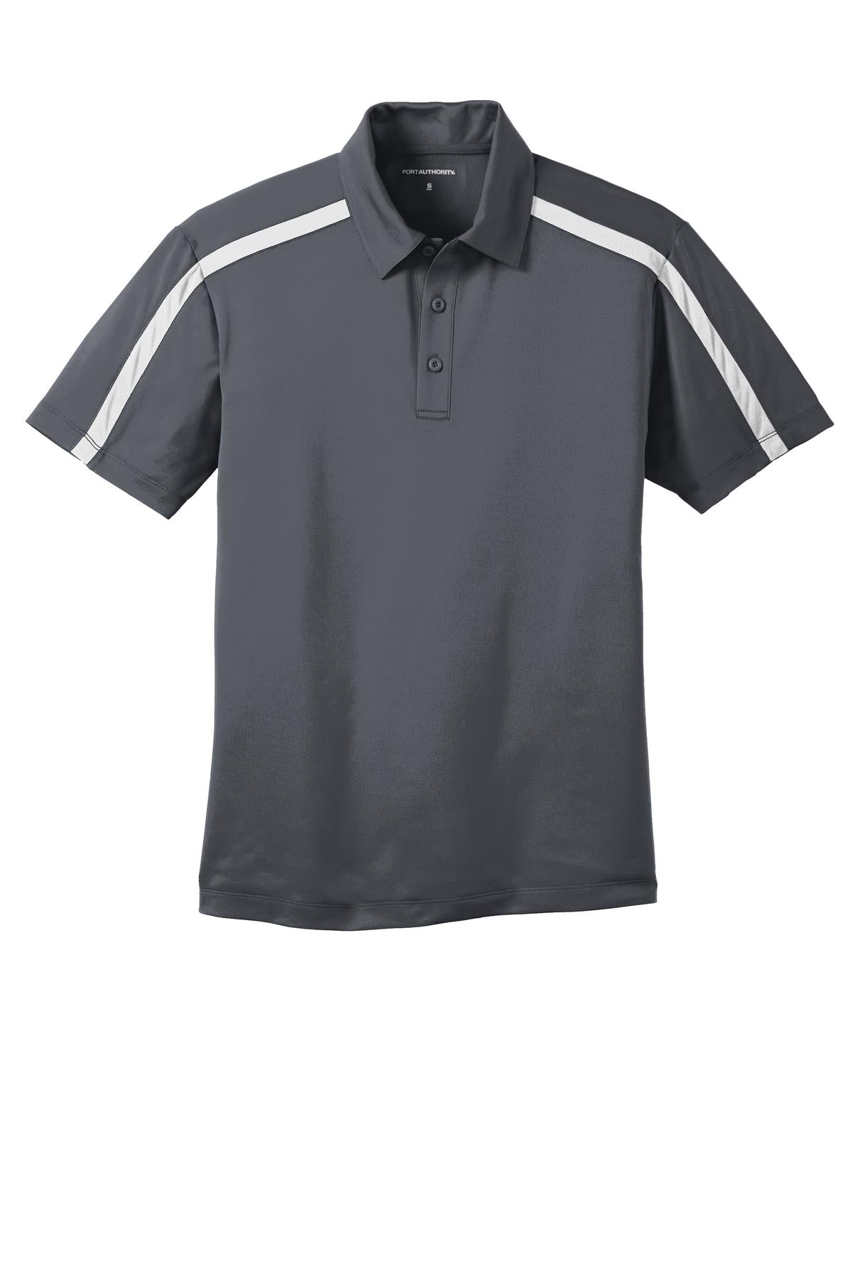 Port Authority Silk Touch Performance Colorblock Stripe Polo - Steel Grey/ White