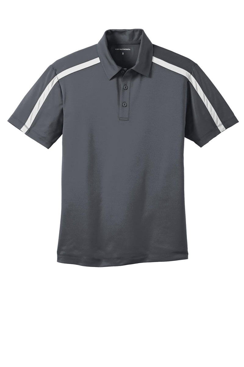 Port Authority Silk Touch Performance Colorblock Stripe Polo - Steel Grey/ White