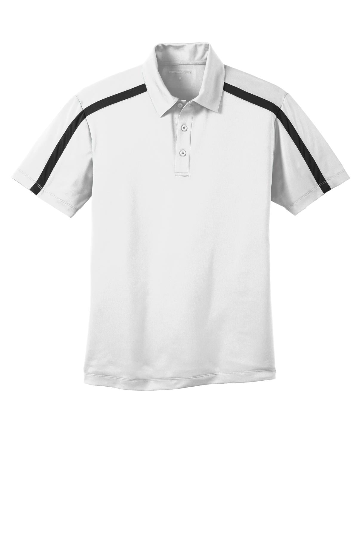 Port Authority Silk Touch Performance Colorblock Stripe Polo - White/ Black