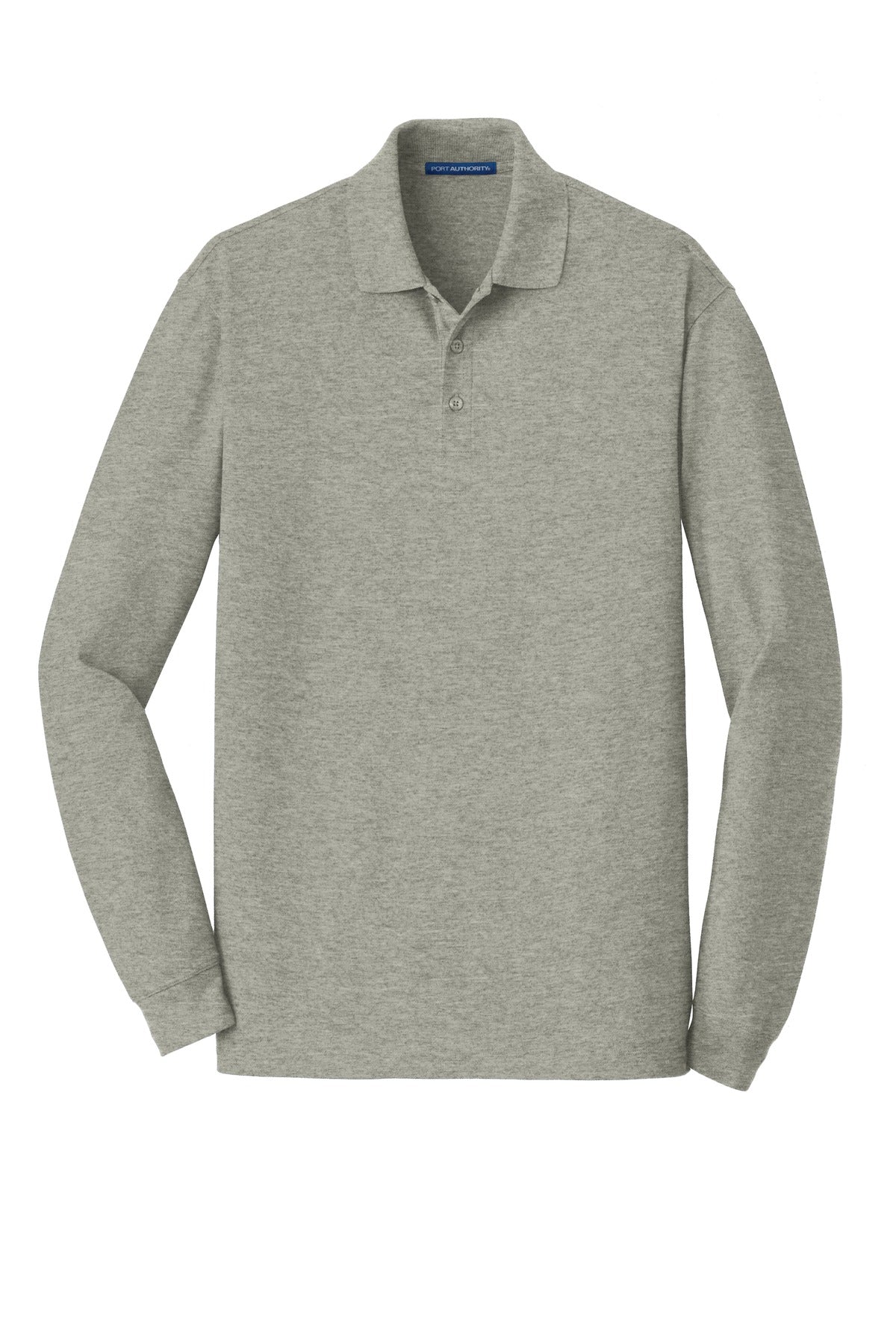 Port Authority EZCotton Long Sleeve Polo - Oxford Heather