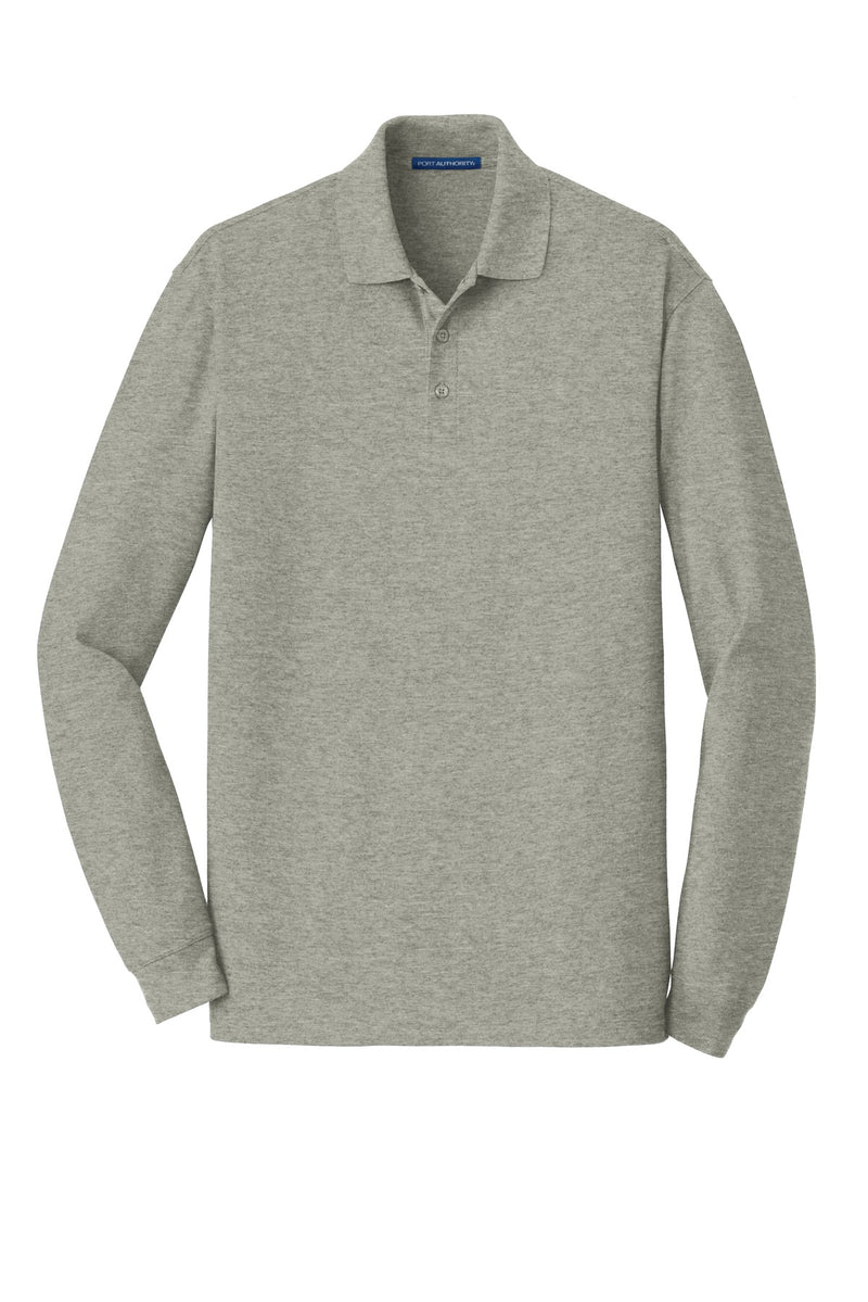 Port Authority EZCotton Long Sleeve Polo - Oxford Heather