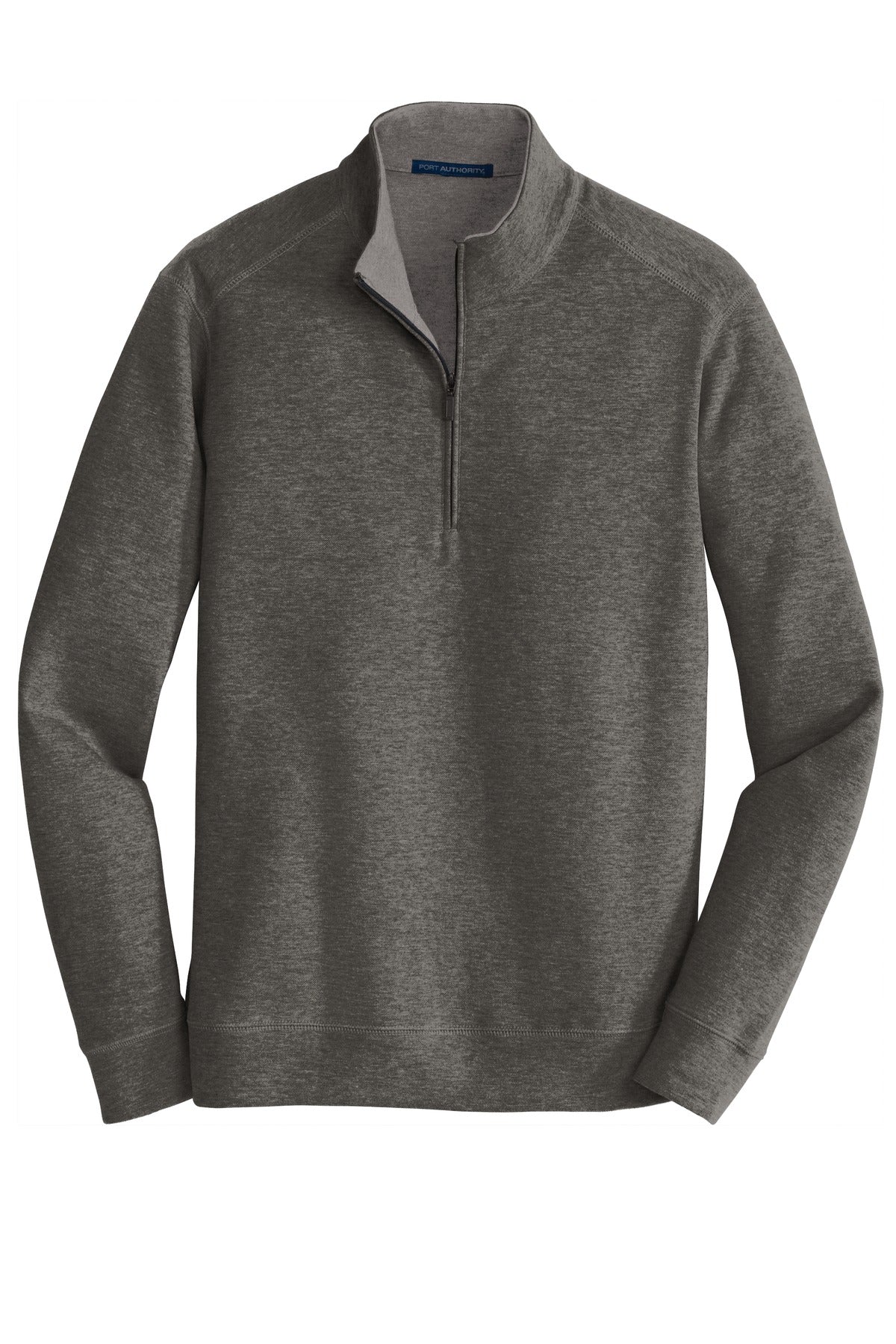 Port Authority Interlock 1/4-Zip - Charcoal Heather/ Medium Heather Grey