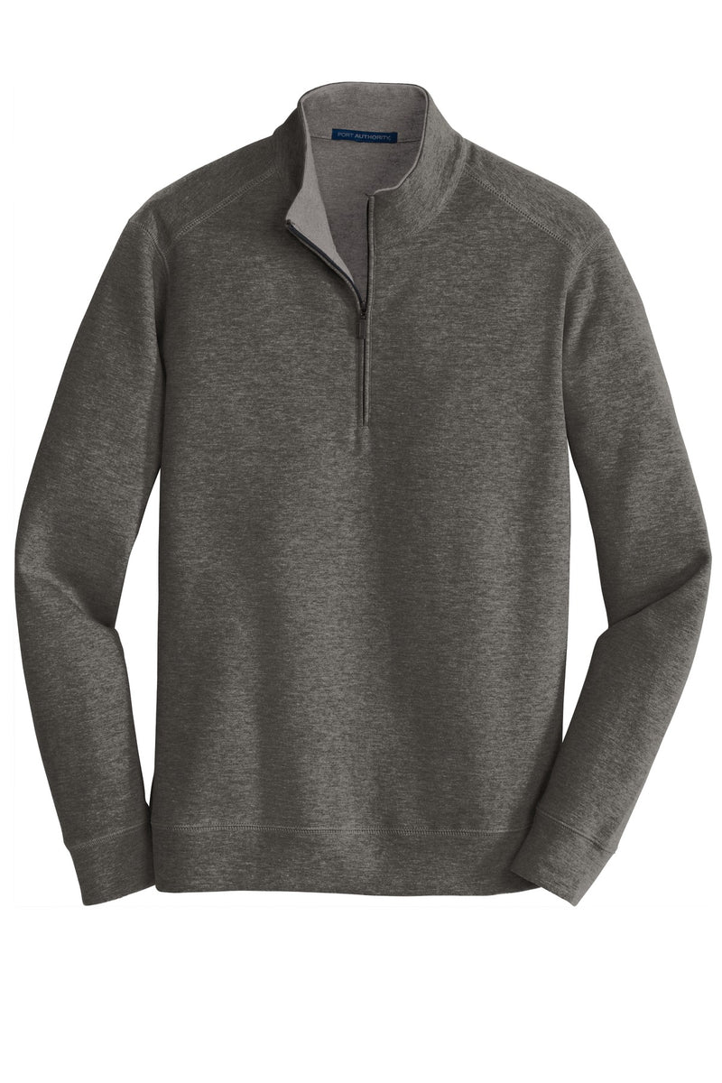 Port Authority Interlock 1/4-Zip - Charcoal Heather/ Medium Heather Grey