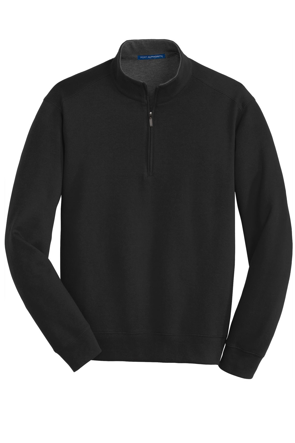Port Authority Interlock 1/4-Zip - Deep Black/ Charcoal Heather