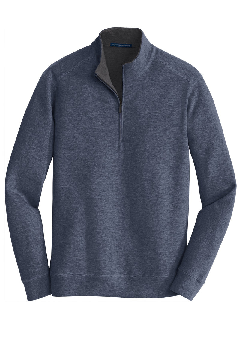 Port Authority Interlock 1/4-Zip - Estate Blue Heather/ Charcoal Heather
