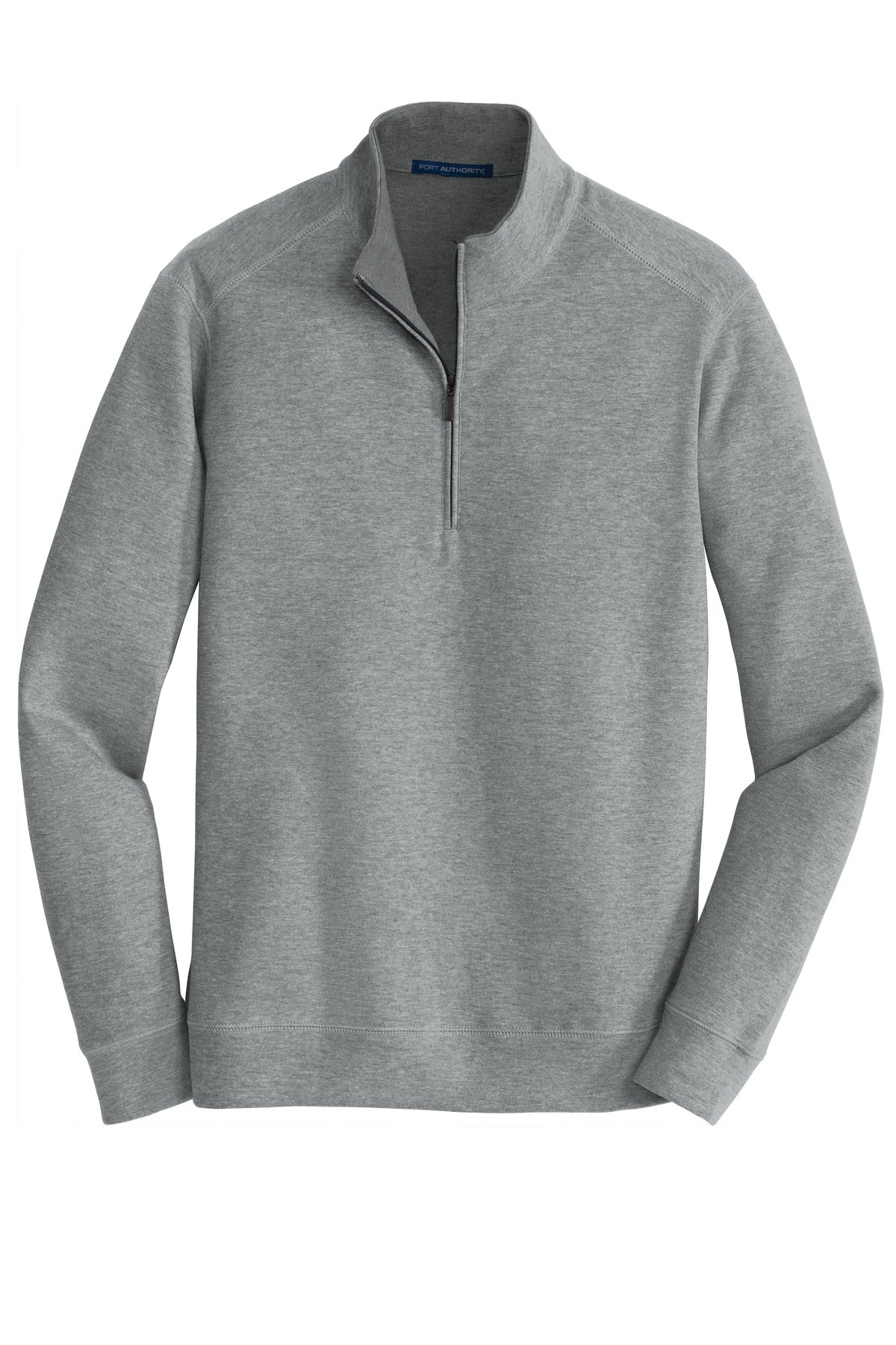 Port Authority Interlock 1/4-Zip - Medium Heather Grey/ Charcoal Heather