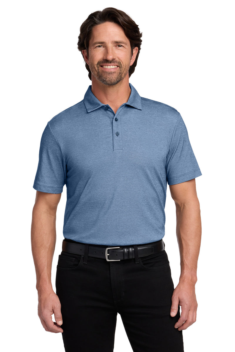 Port Authority Fine Pique Blend Polo - Aegean Blue Heather