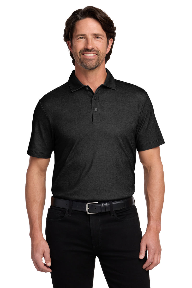 Port Authority Fine Pique Blend Polo - Black Heather