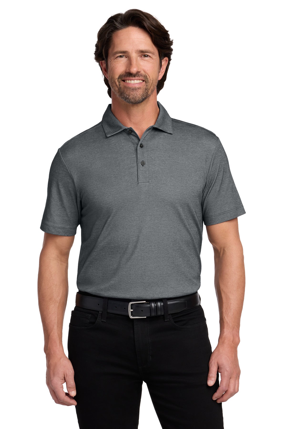Port Authority Fine Pique Blend Polo - Charcoal Heather