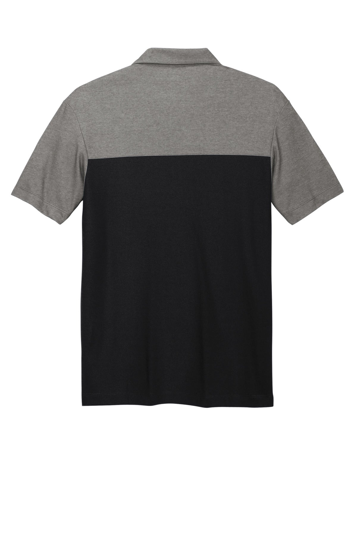 Port Authority Fine Pique Blend Blocked Polo - Deep Black/ Charcoal Heather