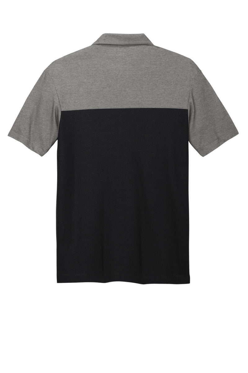 Port Authority Fine Pique Blend Blocked Polo - Deep Black/ Charcoal Heather