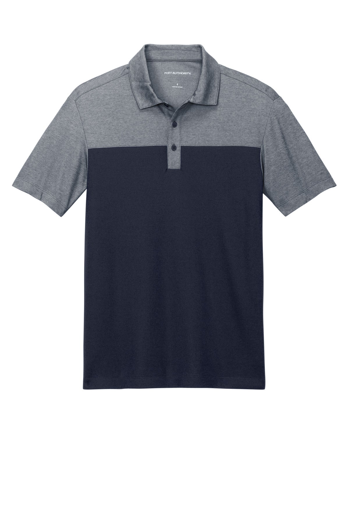 Port Authority Fine Pique Blend Blocked Polo - River Blue Navy/ River Blue Navy Heather