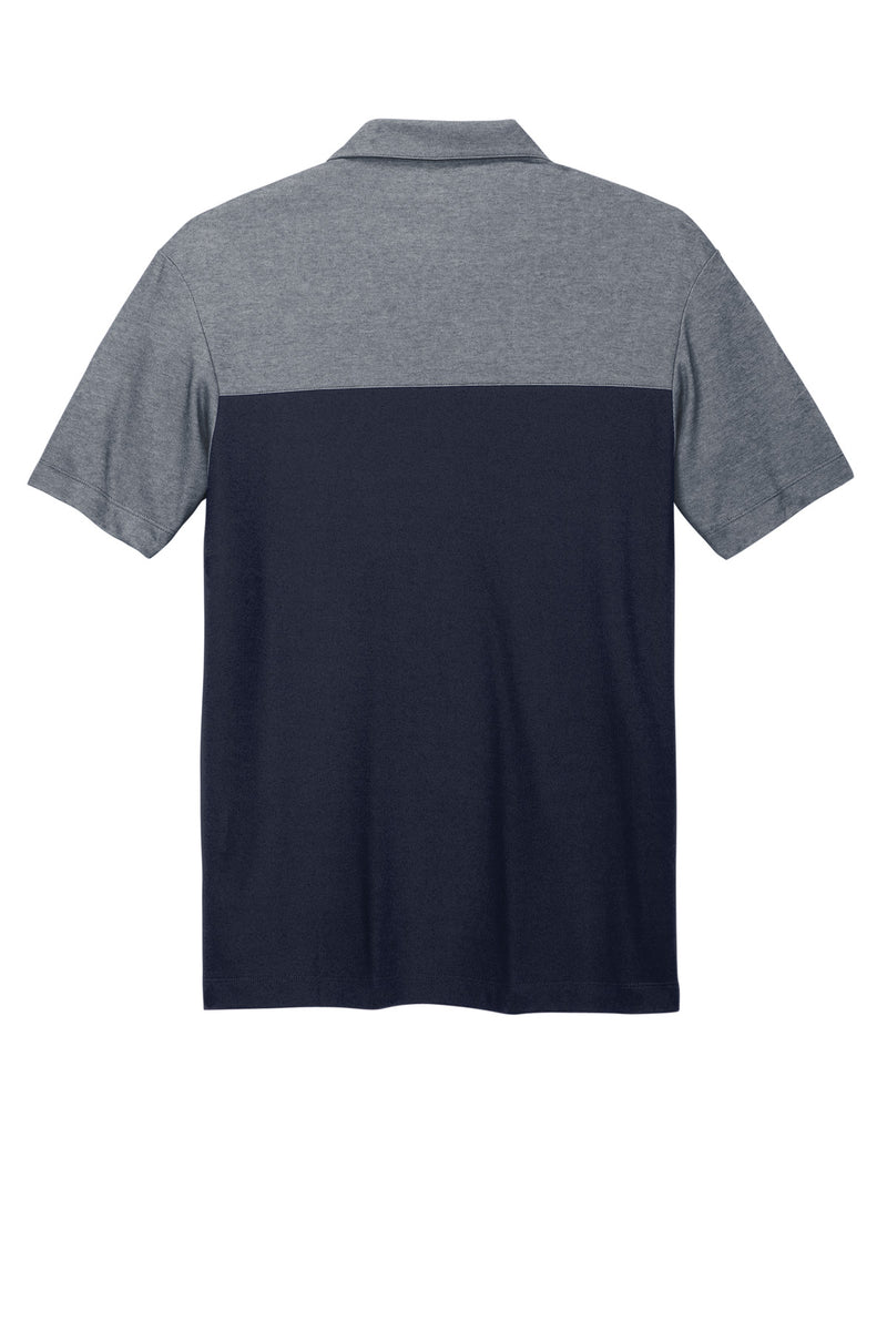 Port Authority Fine Pique Blend Blocked Polo - River Blue Navy/ River Blue Navy Heather
