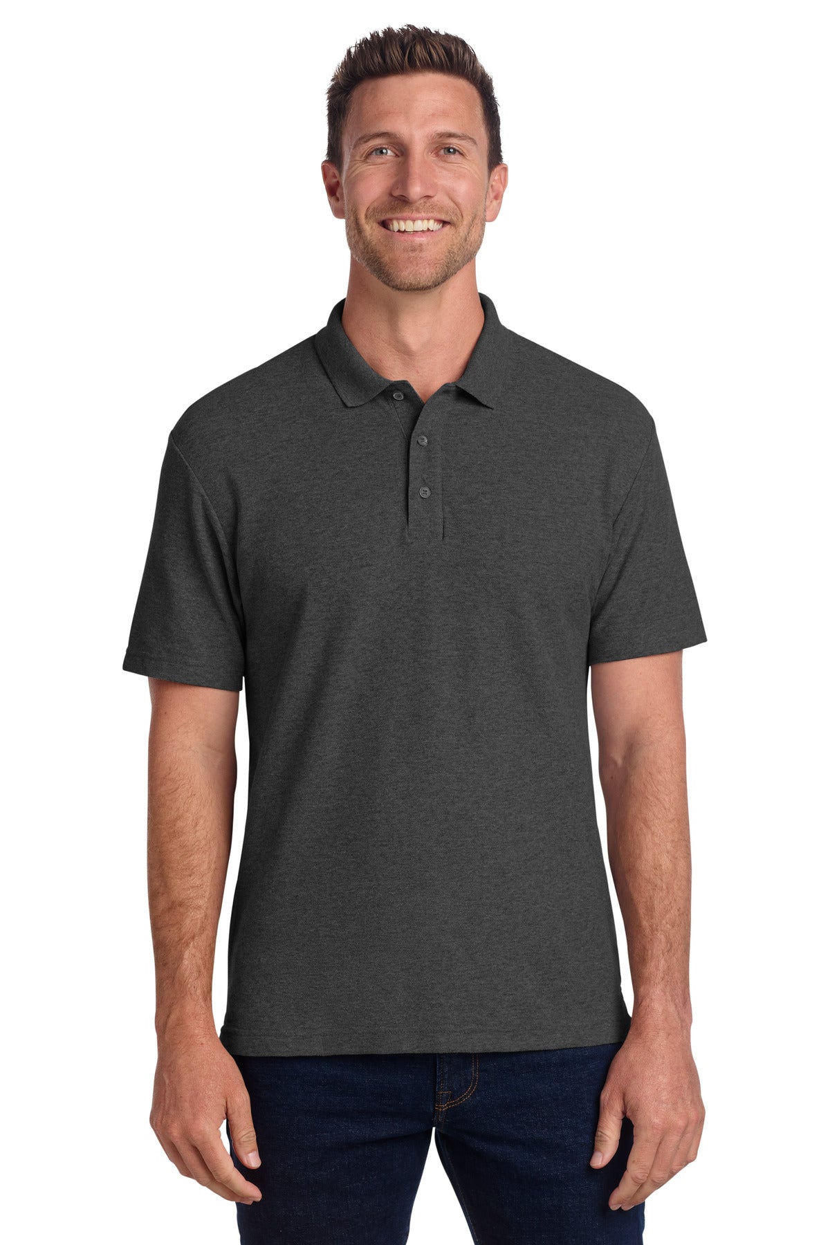 Port Authority C-FREE Cotton Blend Pique Polo - Charcoal Heather