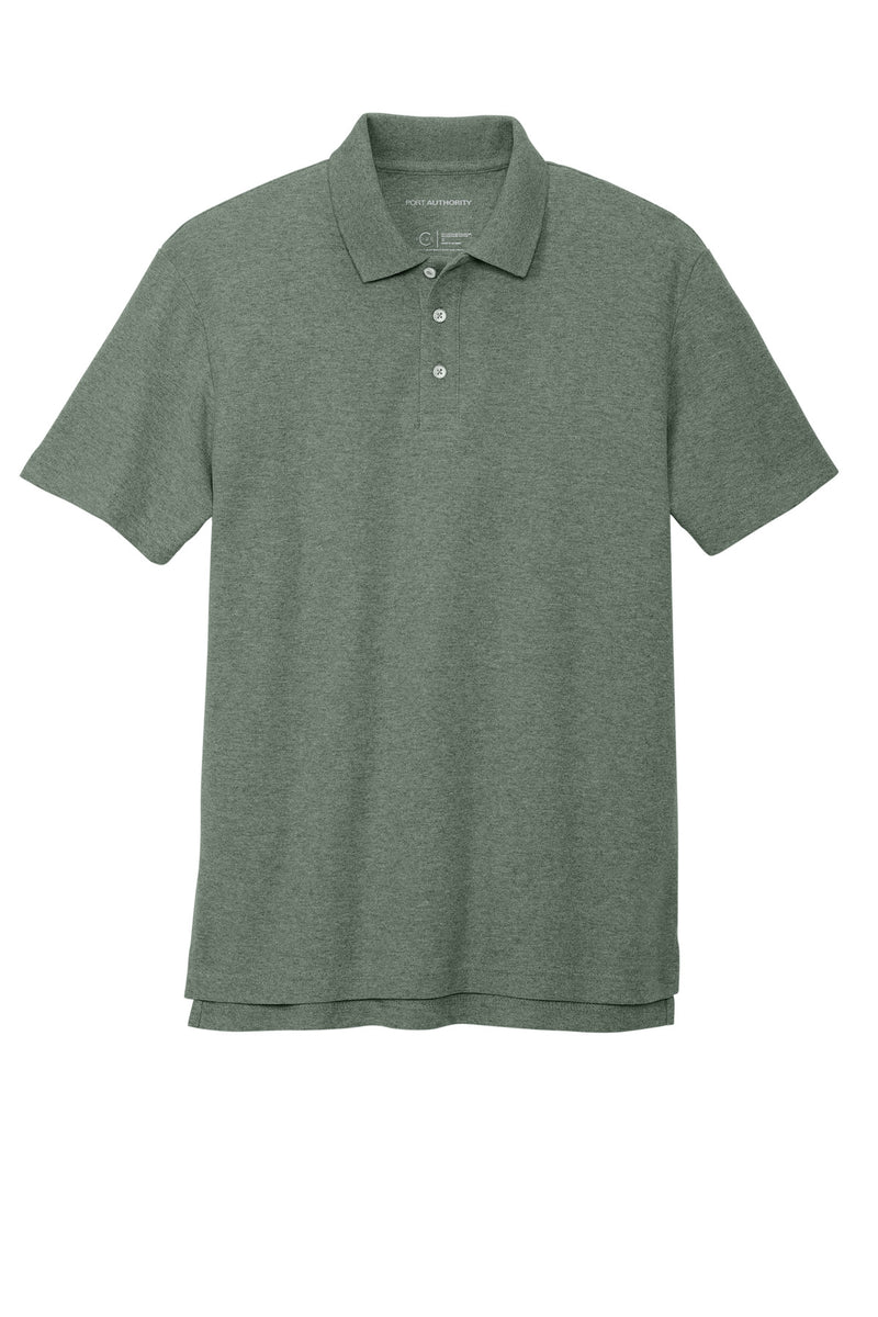 Port Authority C-FREE Cotton Blend Pique Polo - Dark Green Heather