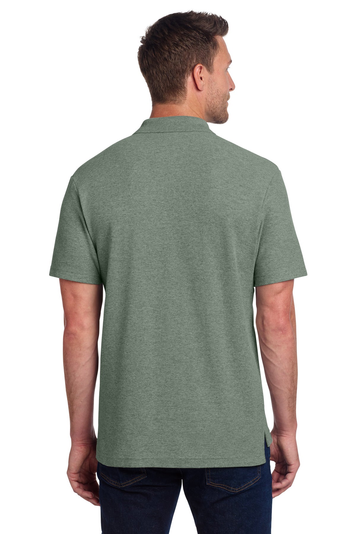Port Authority C-FREE Cotton Blend Pique Polo - Dark Green Heather