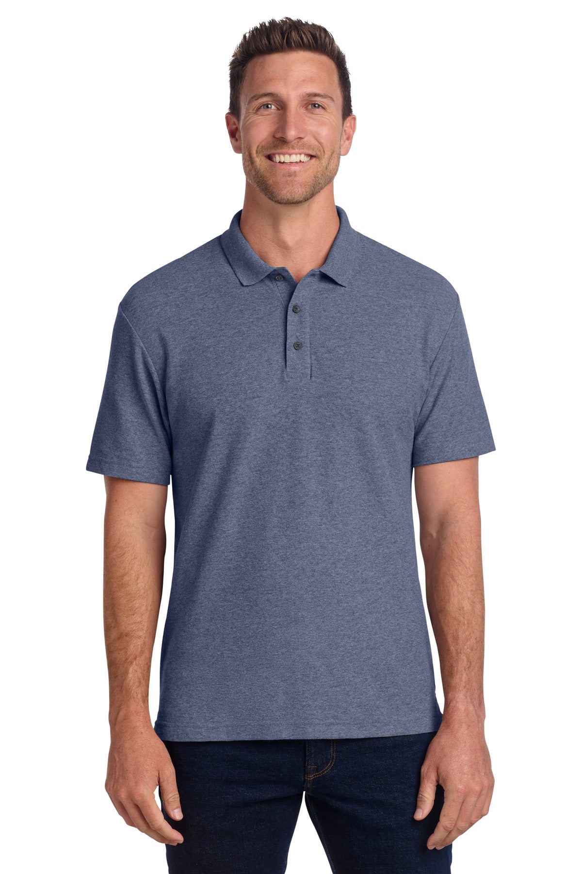 Port Authority C-FREE Cotton Blend Pique Polo - Navy Heather