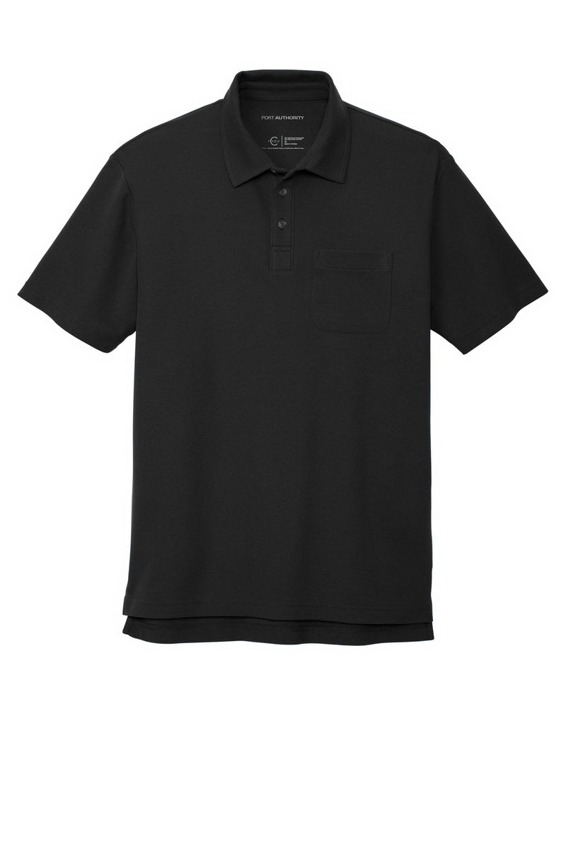 Port Authority C-FREE Cotton Blend Pique Pocket Polo - Black