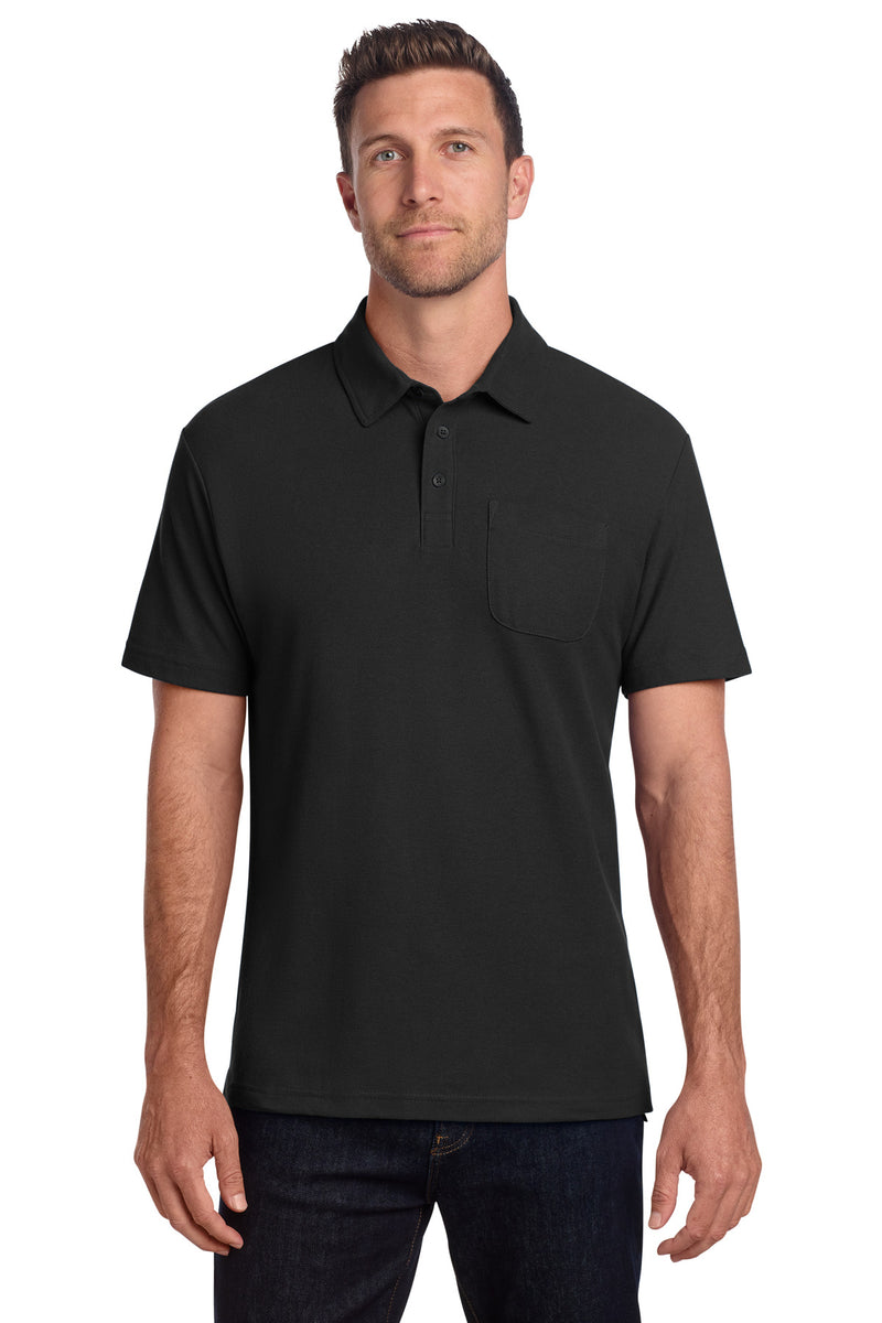 Port Authority C-FREE Cotton Blend Pique Pocket Polo - Black