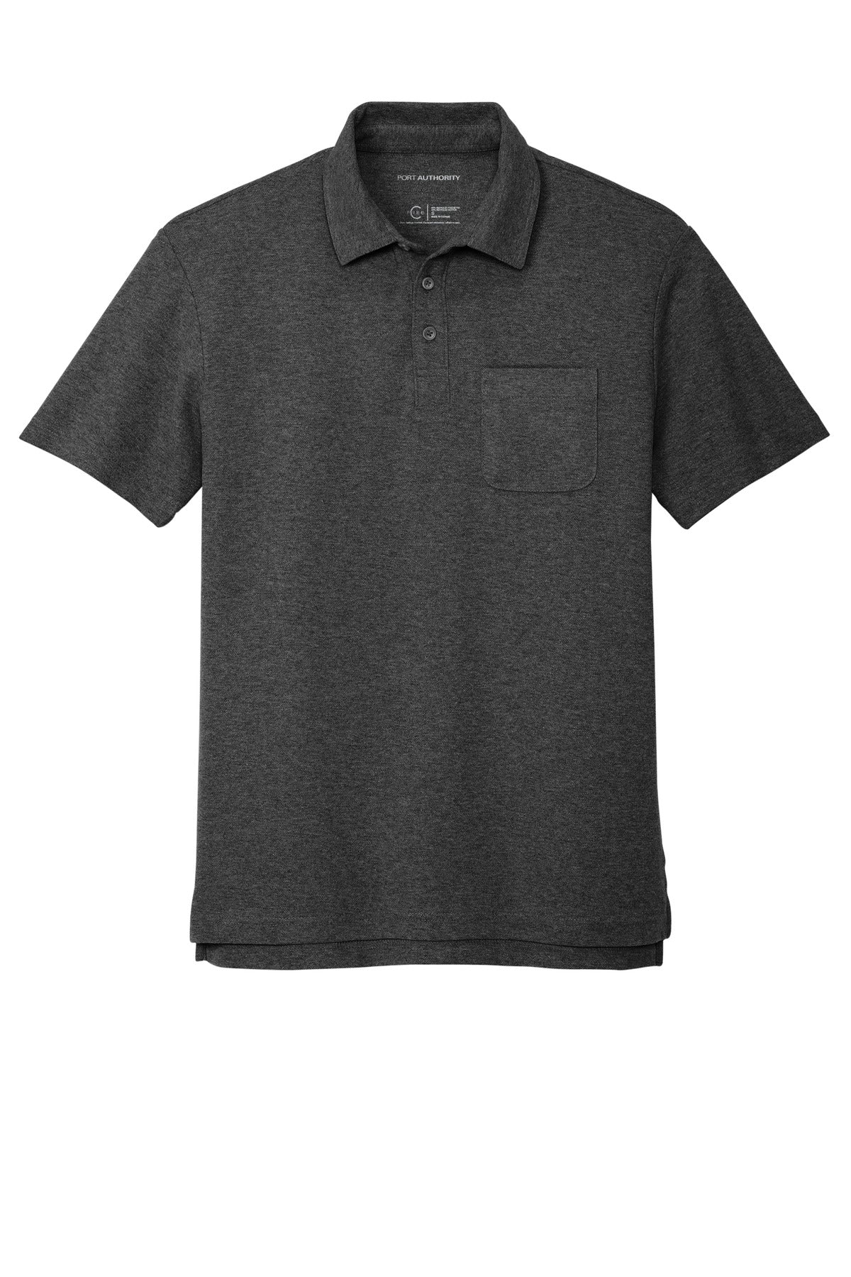 Port Authority C-FREE Cotton Blend Pique Pocket Polo - Charcoal Heather