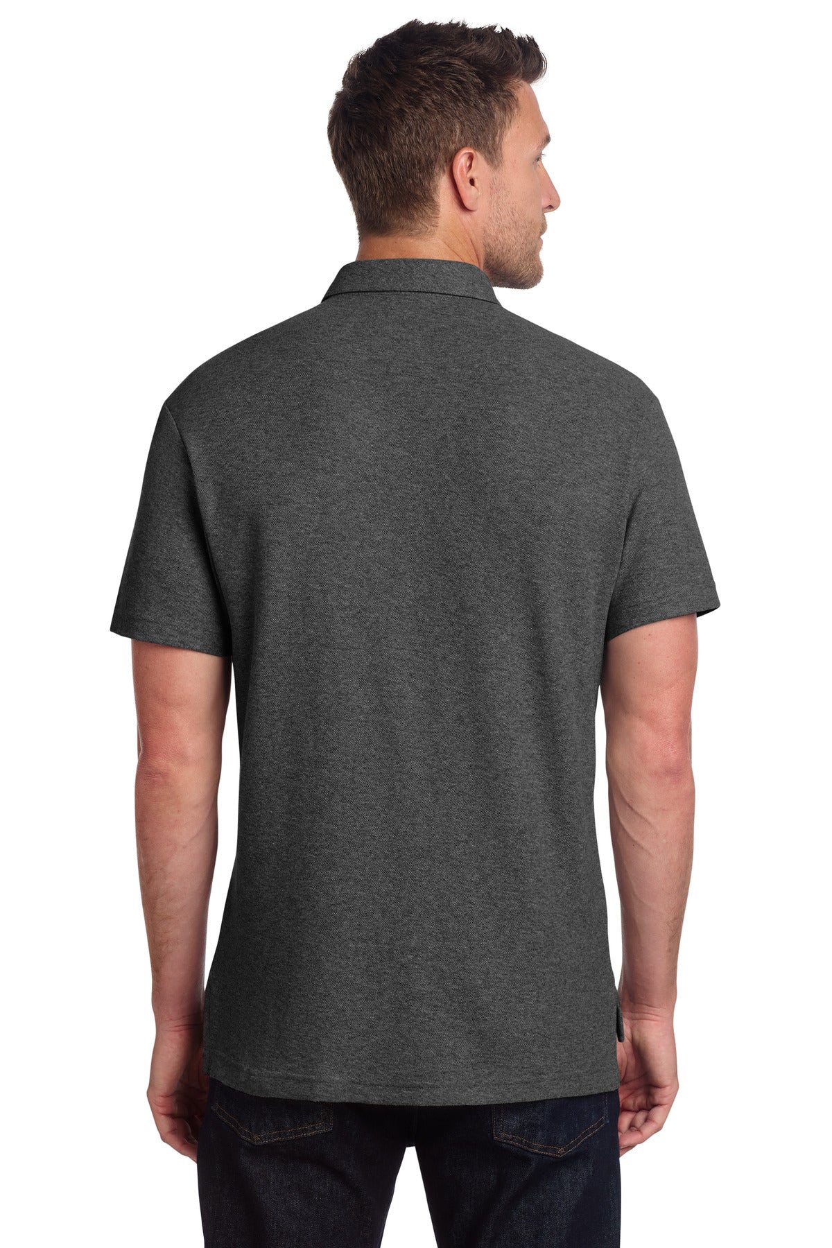 Port Authority C-FREE Cotton Blend Pique Pocket Polo - Charcoal Heather