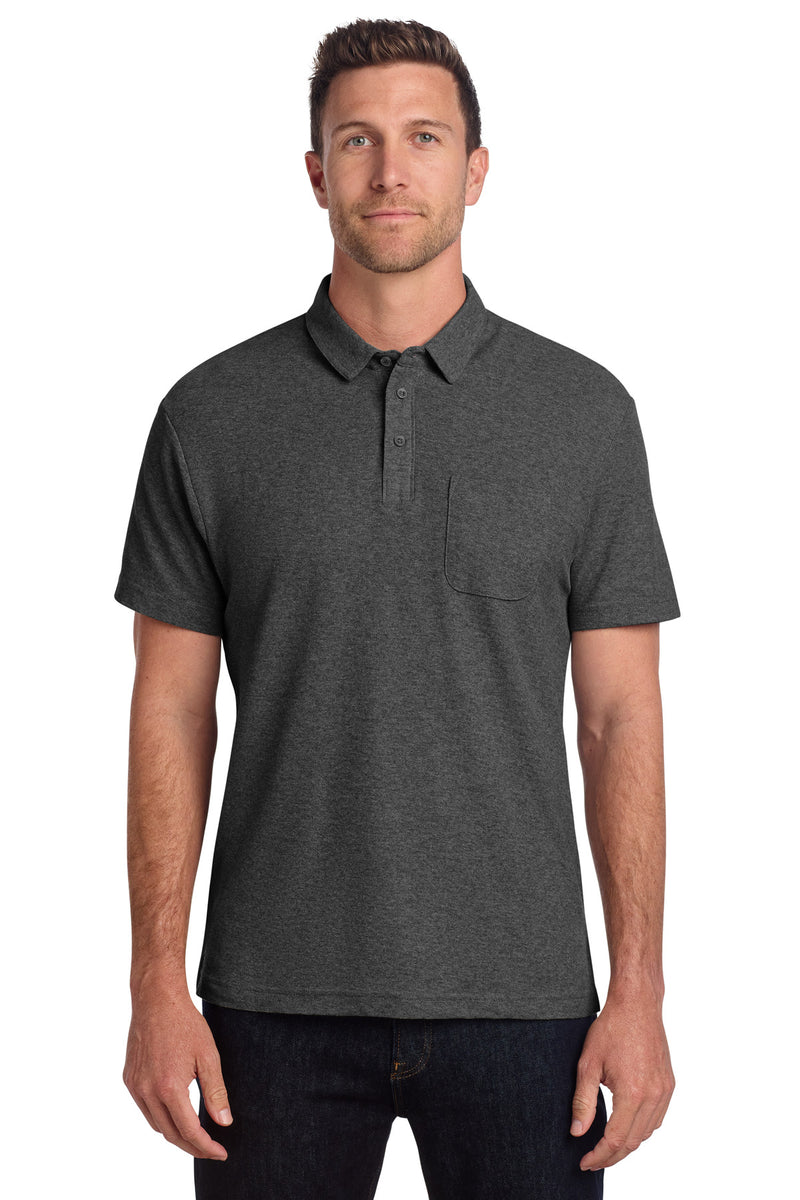 Port Authority C-FREE Cotton Blend Pique Pocket Polo - Charcoal Heather