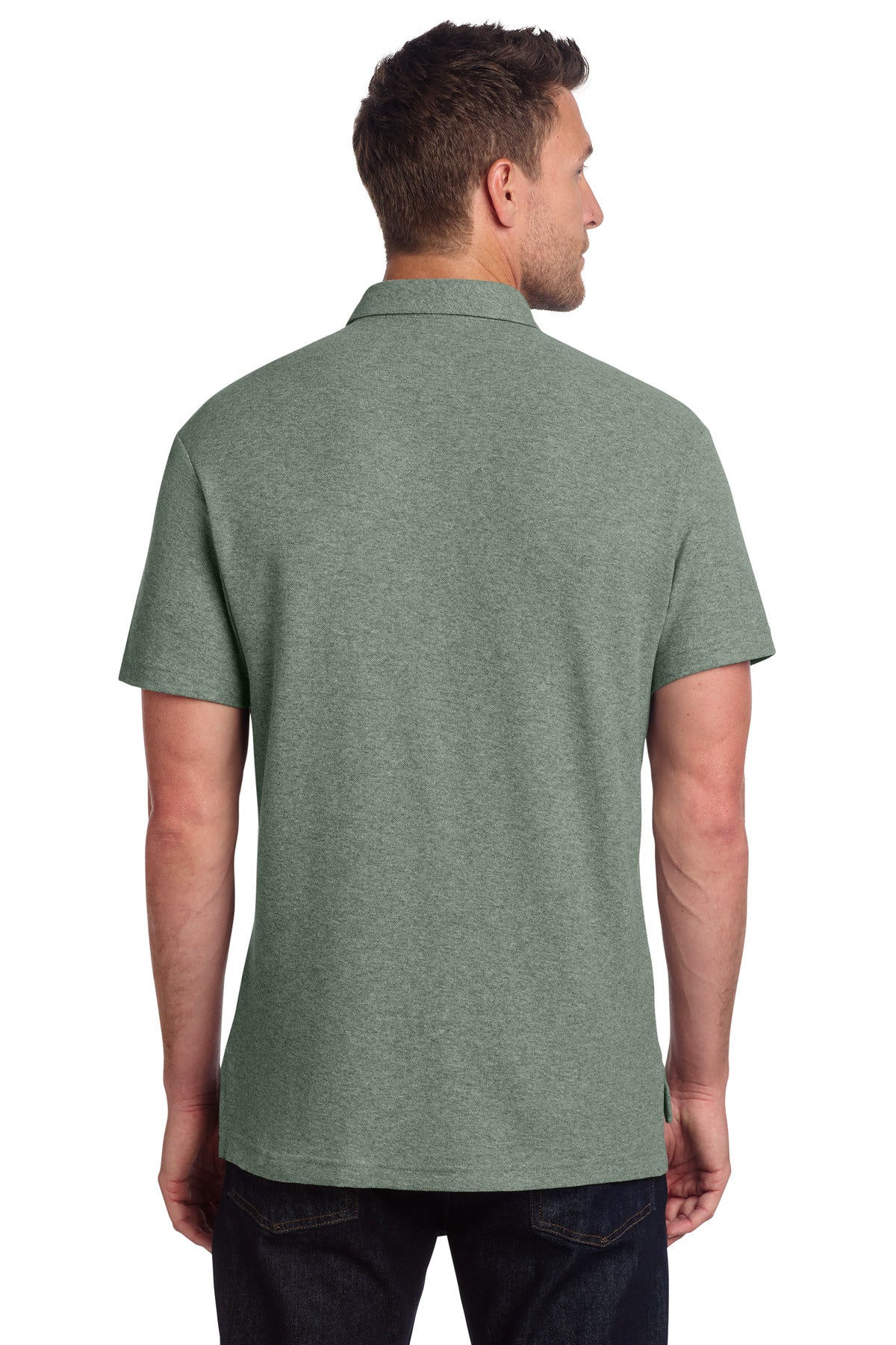 Port Authority C-FREE Cotton Blend Pique Pocket Polo - Dark Green Heather
