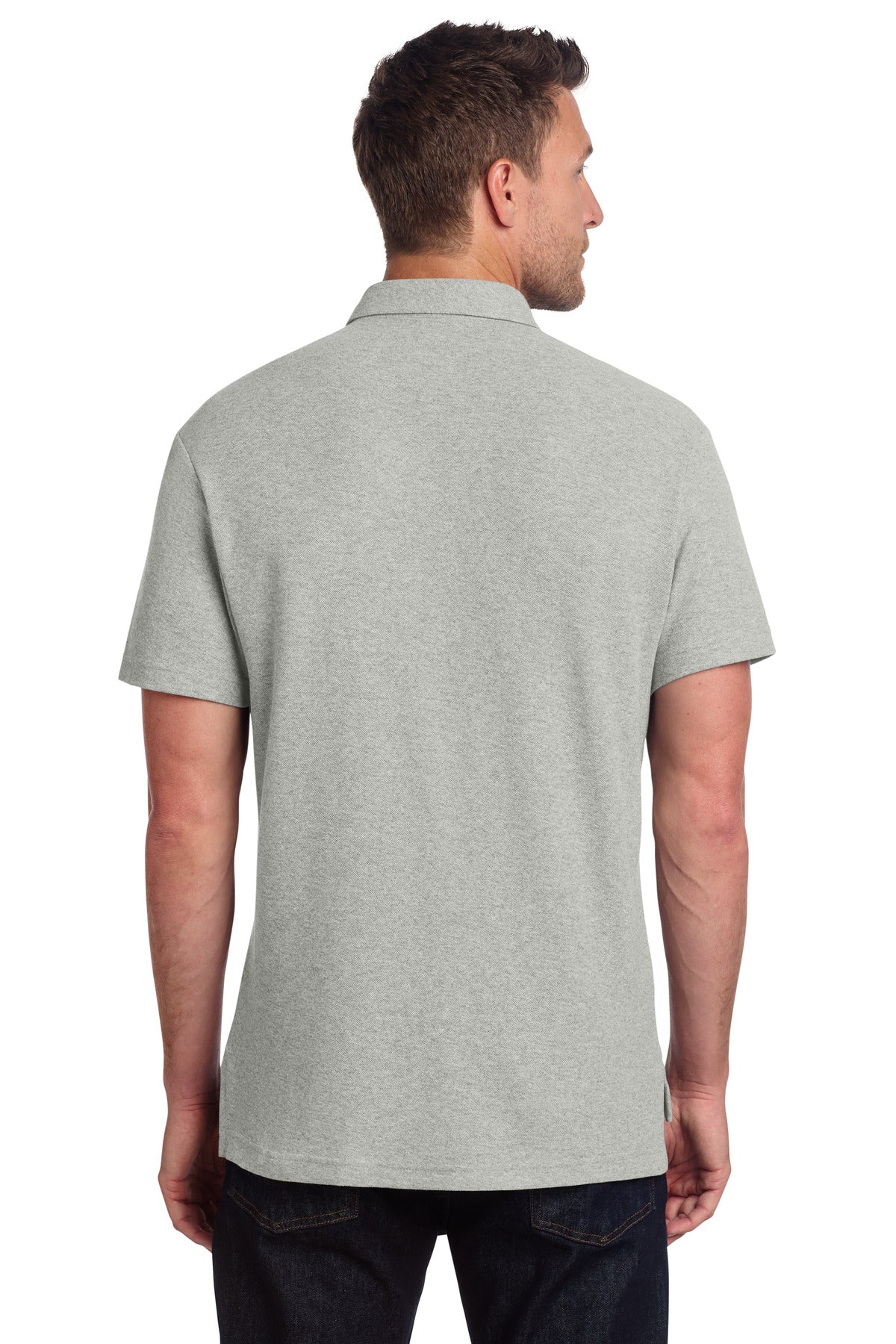Port Authority C-FREE Cotton Blend Pique Pocket Polo - Deep Smoke Heather
