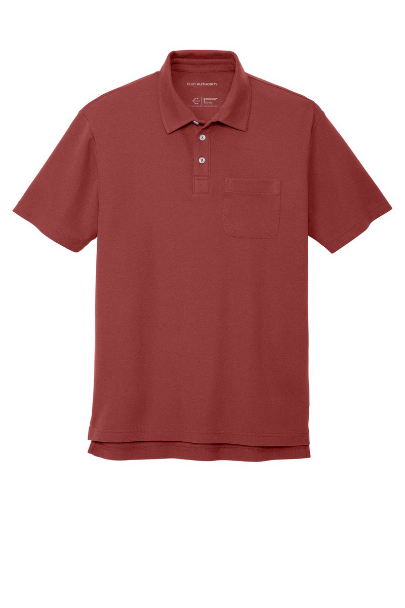 Port Authority C-FREE Cotton Blend Pique Pocket Polo - Garnet