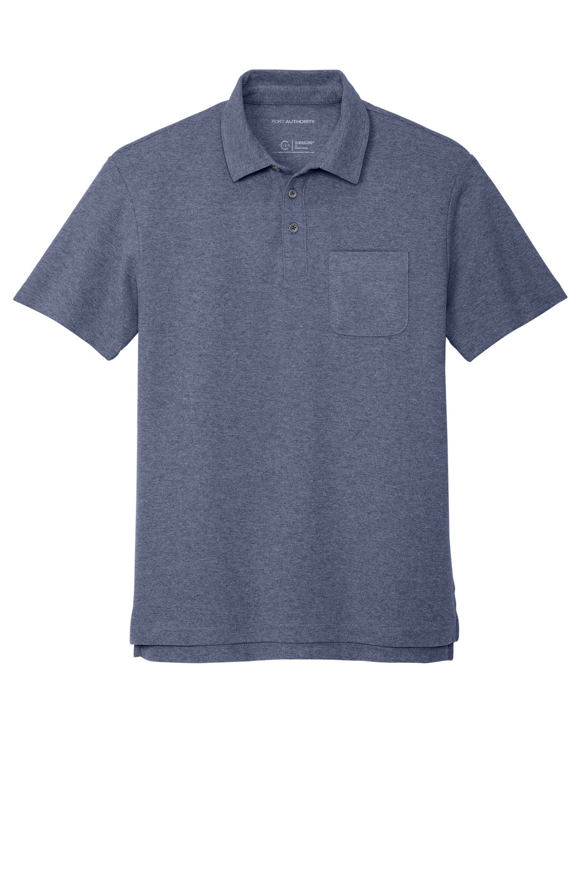 Port Authority C-FREE Cotton Blend Pique Pocket Polo - Navy Heather