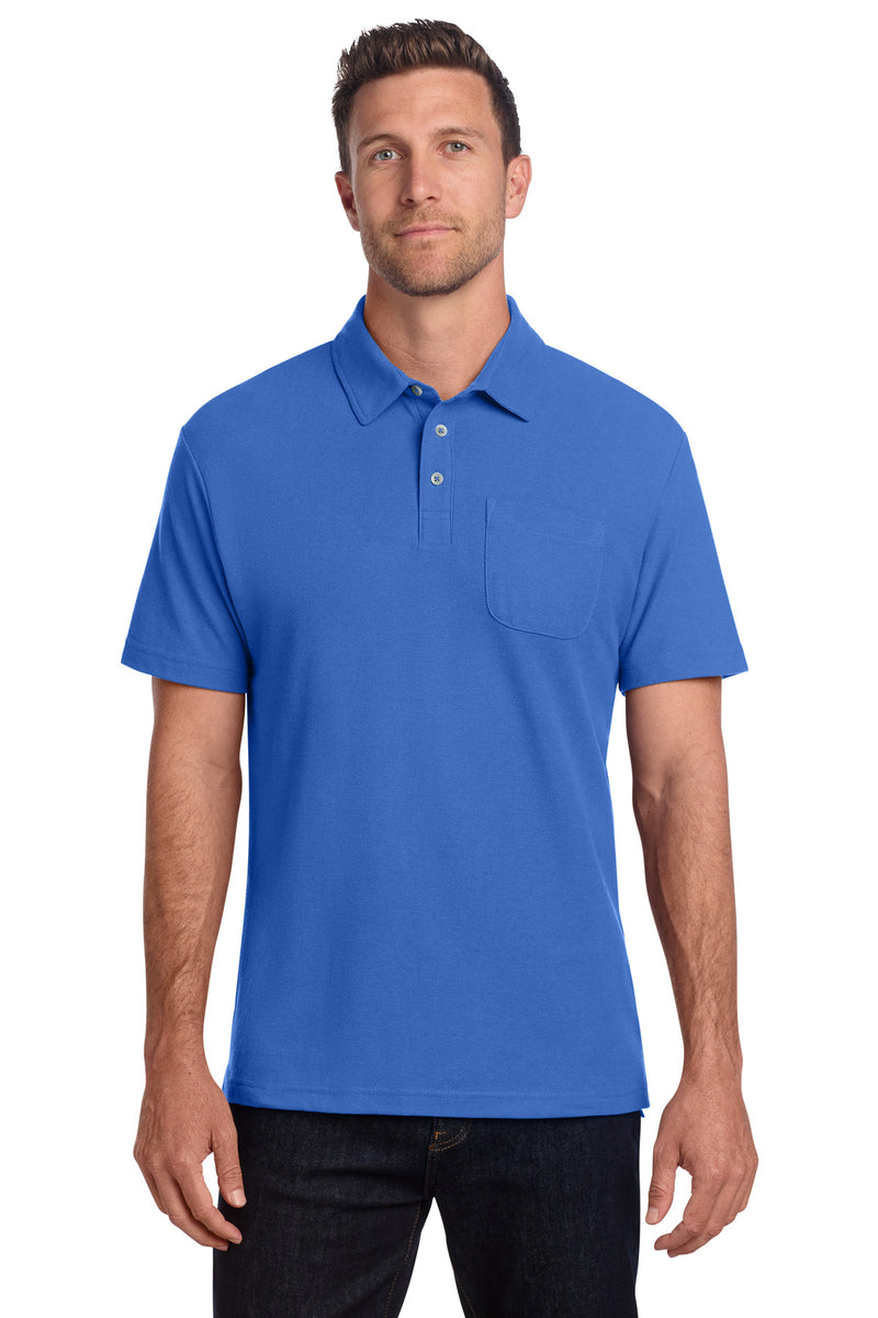 Port Authority C-FREE Cotton Blend Pique Pocket Polo - True Blue