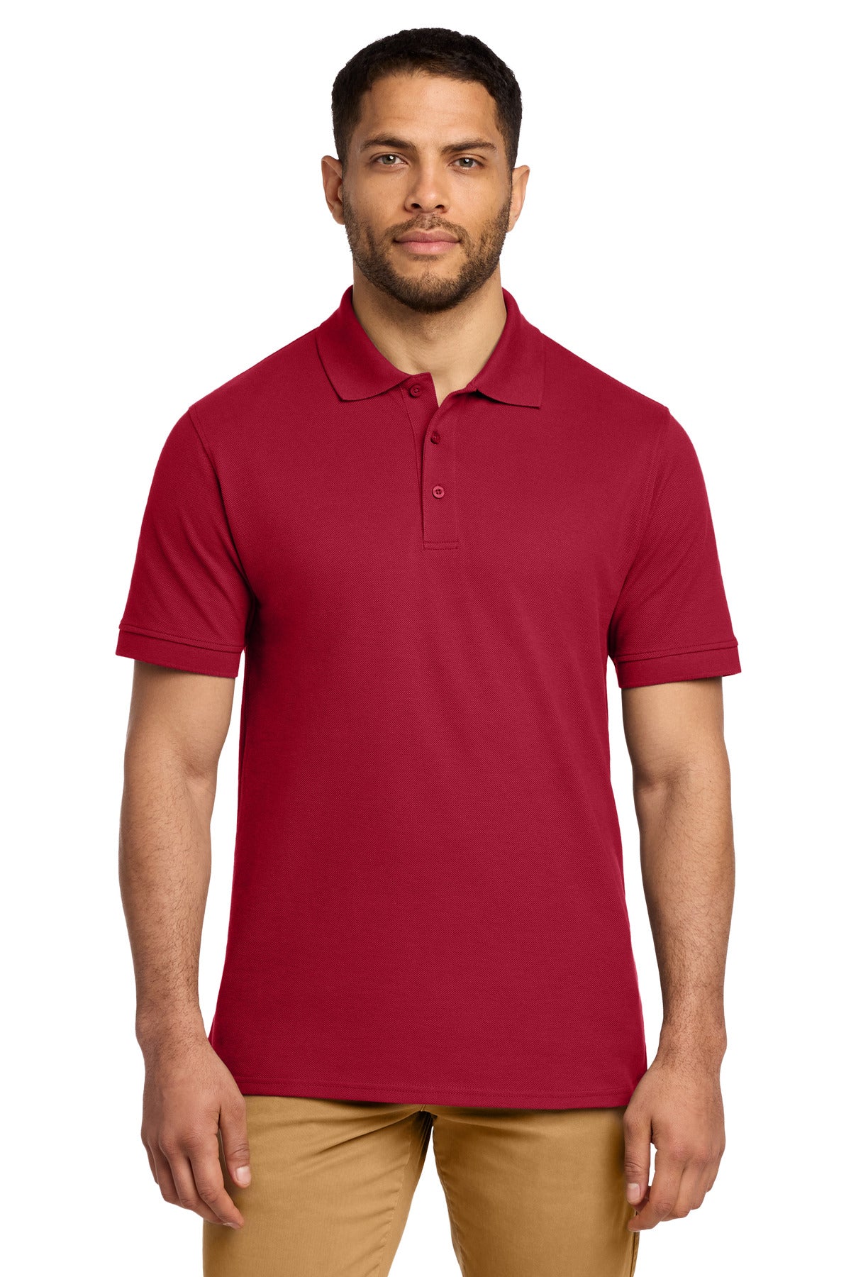 Port & Co Combed Ring Spun Pique Polo - Red