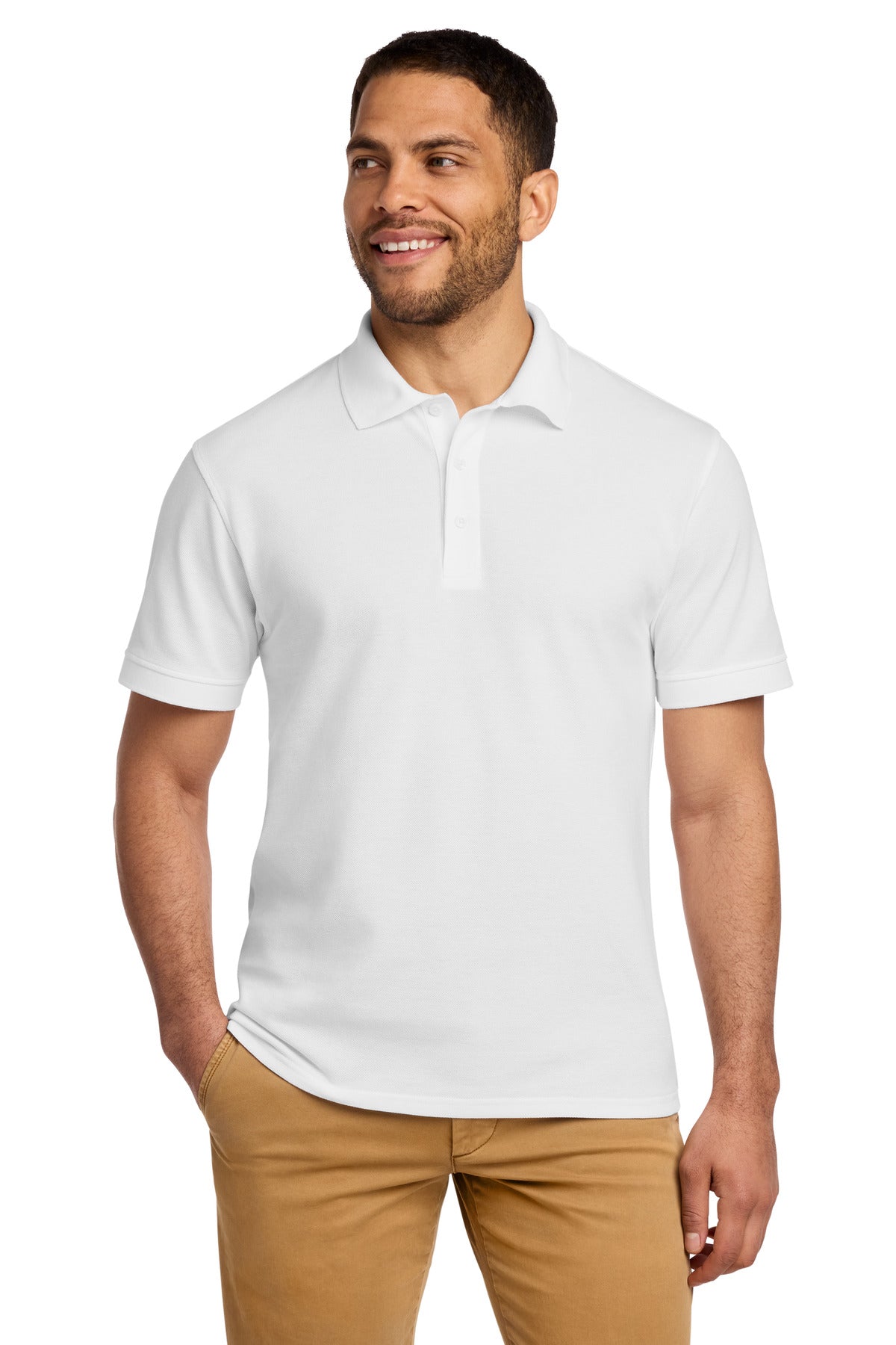 Port & Co Combed Ring Spun Pique Polo - White