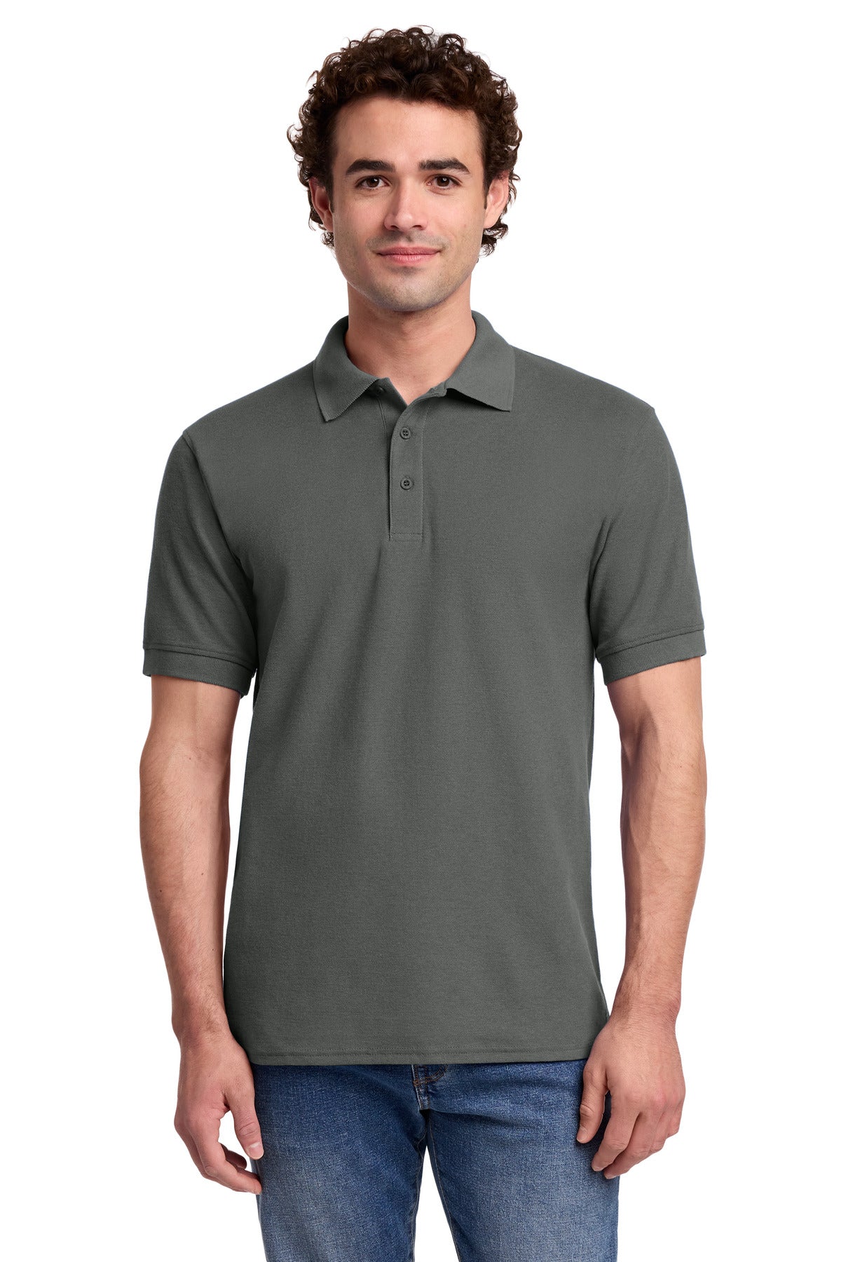 Port & Co Core Blend Pique Polo - Charcoal