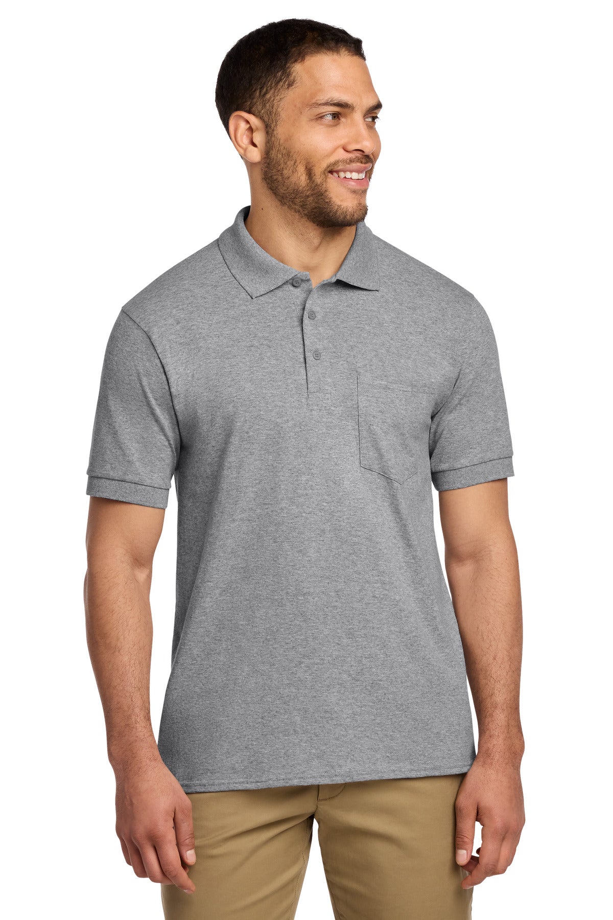 Port & Co Core Blend Jersey Knit Pocket Polo - Athletic Heather