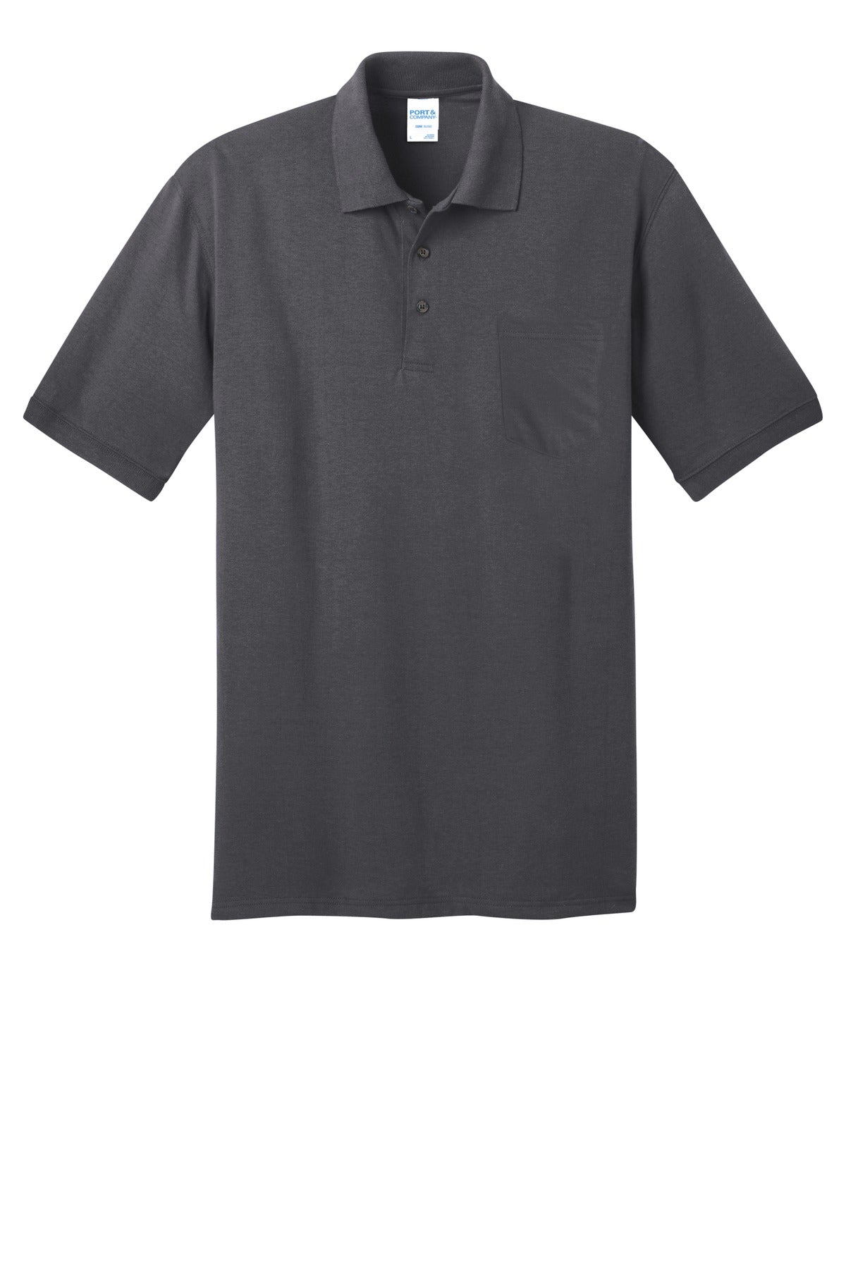 Port & Co Core Blend Jersey Knit Pocket Polo - Charcoal