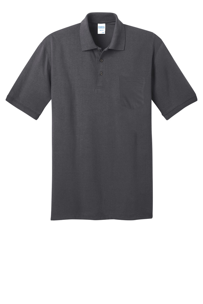 Port & Co Core Blend Jersey Knit Pocket Polo - Charcoal